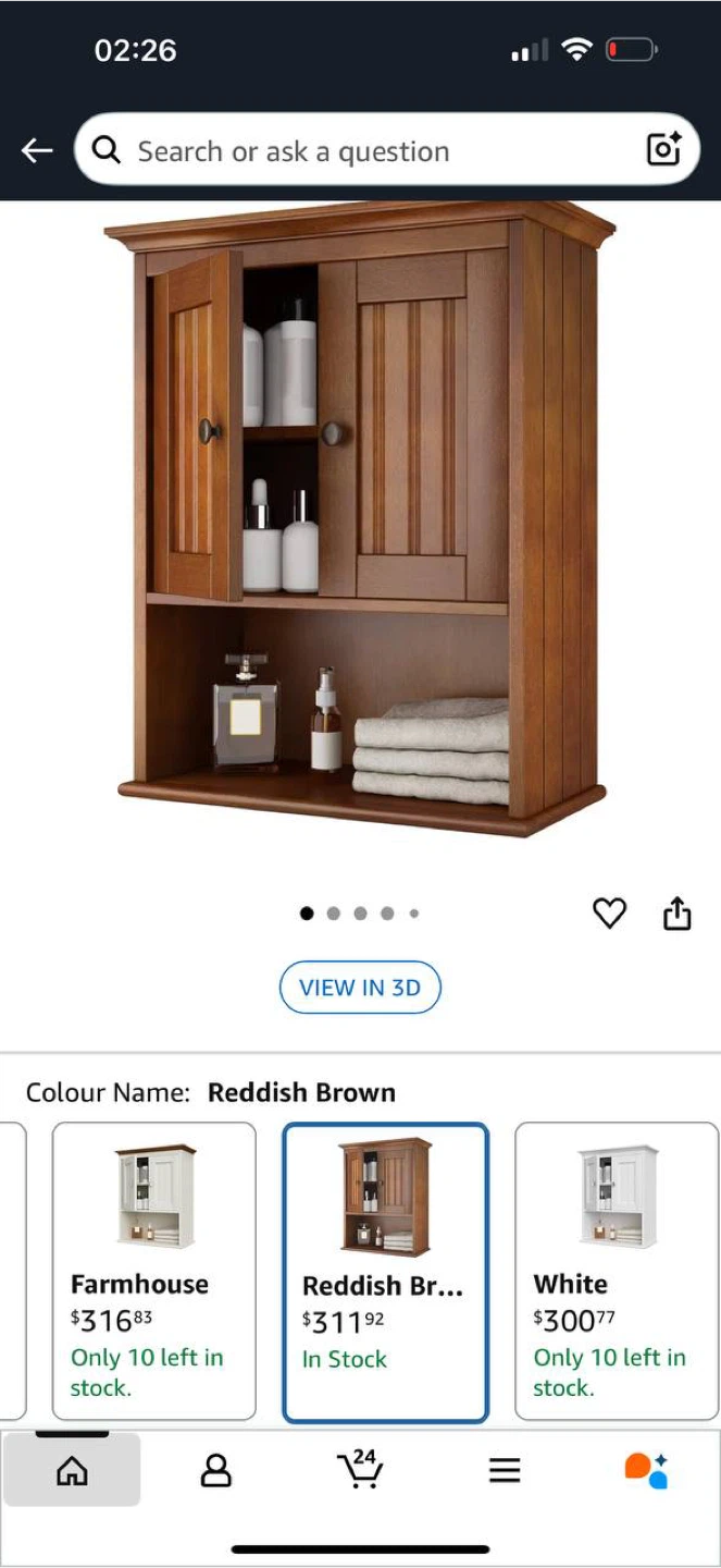 🪵 Treocho Wood Wall Cabinet – Reddish Brown – New in Box 🪵