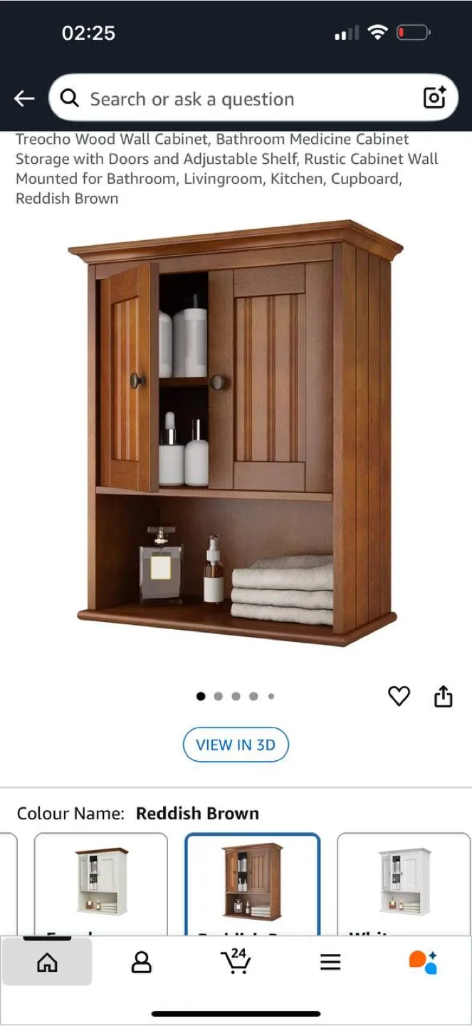🪵 Treocho Wood Wall Cabinet – Reddish Brown – New in Box 🪵 image indicator(2)