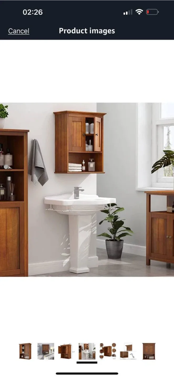 🪵 Treocho Wood Wall Cabinet – Reddish Brown – New in Box 🪵 image indicator(5)