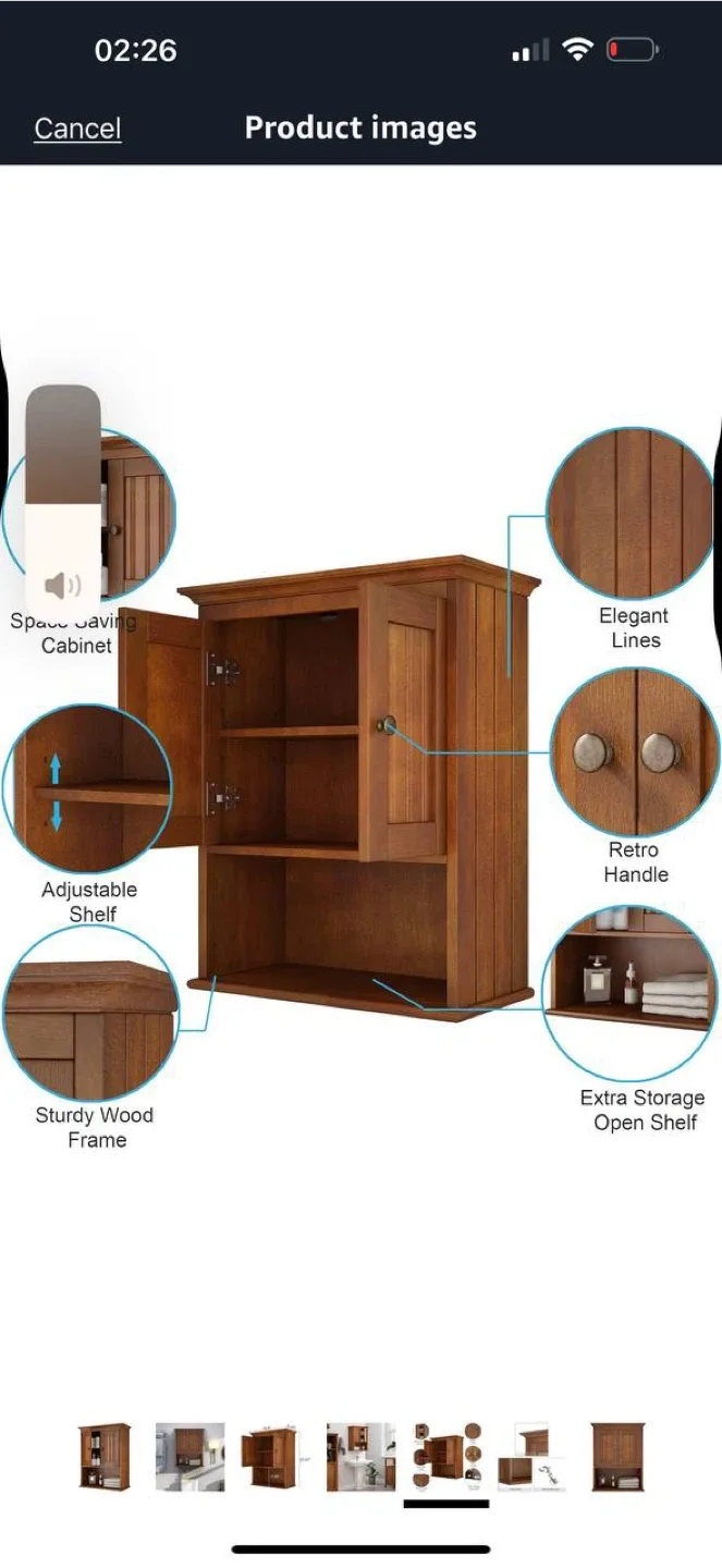 🪵 Treocho Wood Wall Cabinet – Reddish Brown – New in Box 🪵 image indicator(6)