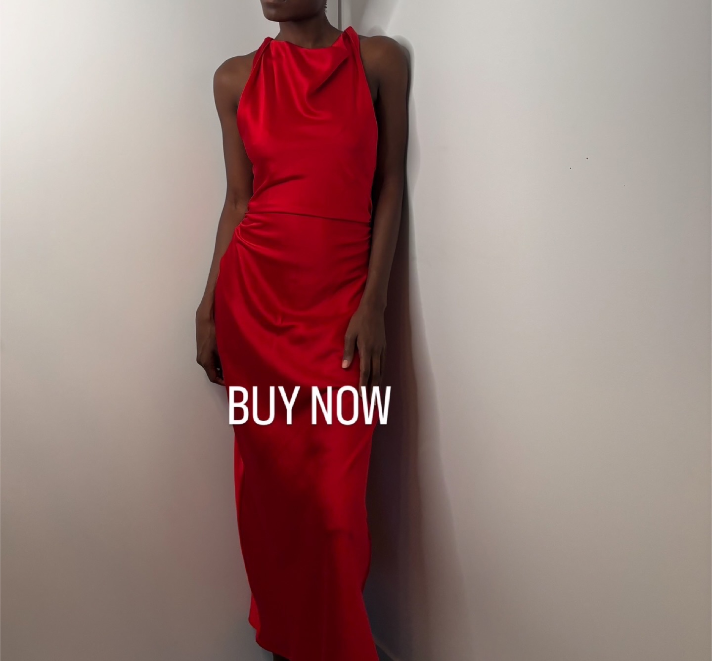 Zara Red Satin Midi Dress - Size XS - photo 2