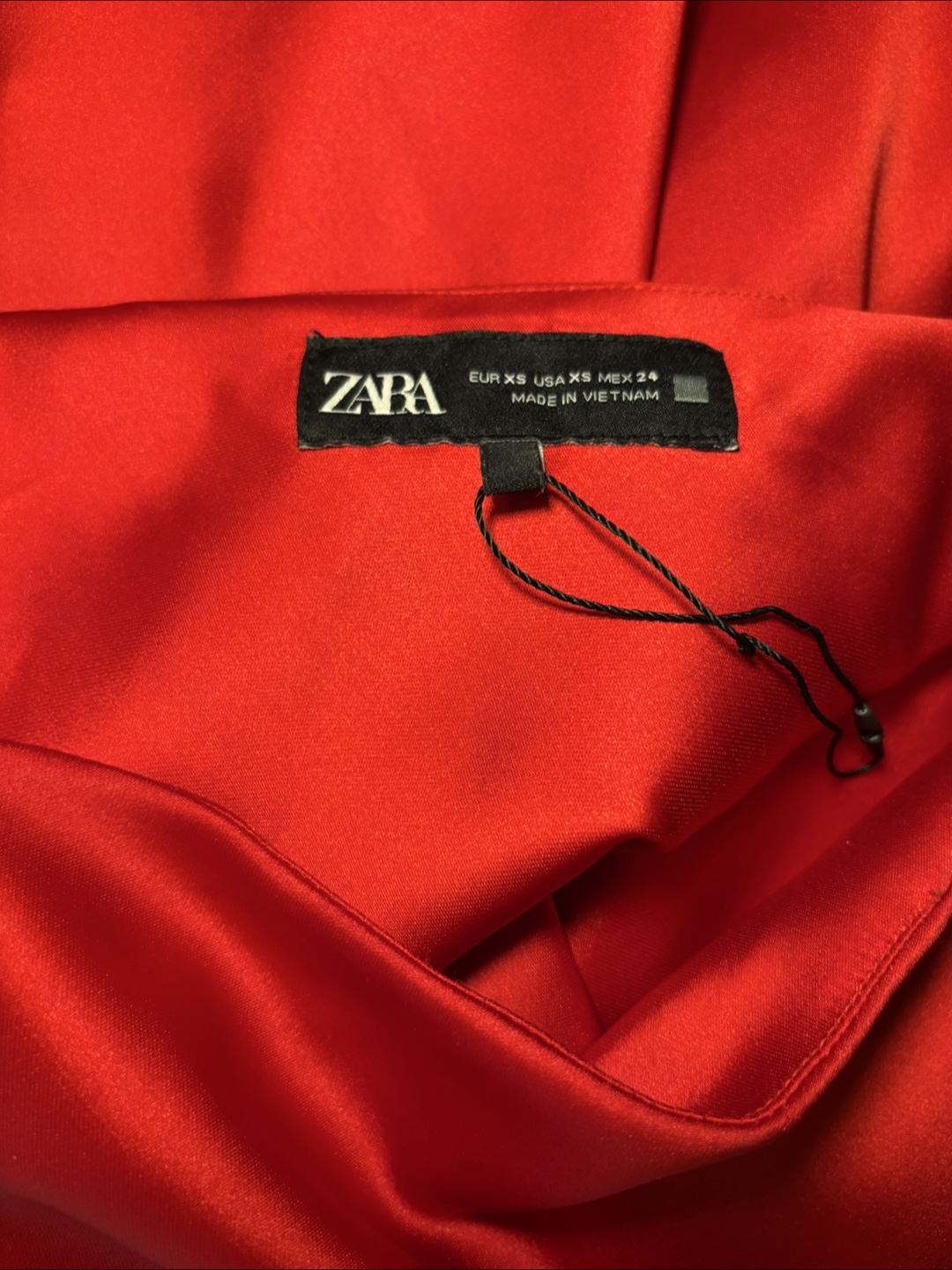 Zara Red Satin Midi Dress - Size XS - photo 4