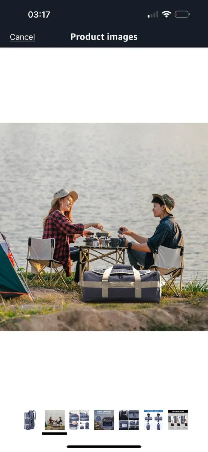 MIER Blue 60L Water Resistant Convertible Duffle Backpack image indicator(5)