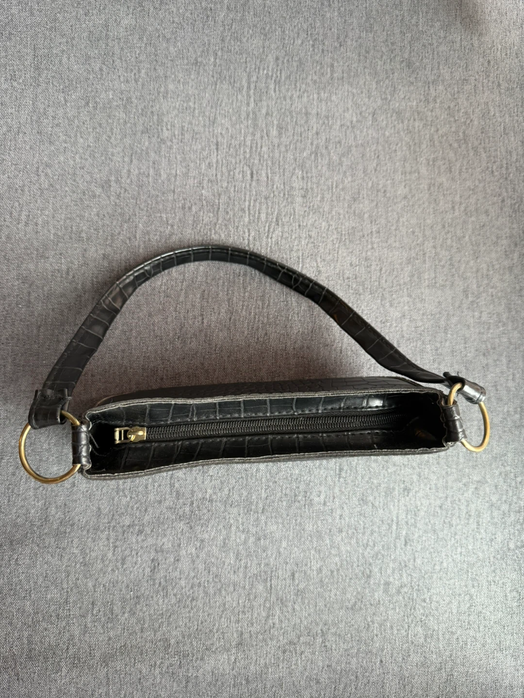 Black Croc Embossed Shoulder Bag-Light Weight - photo 3