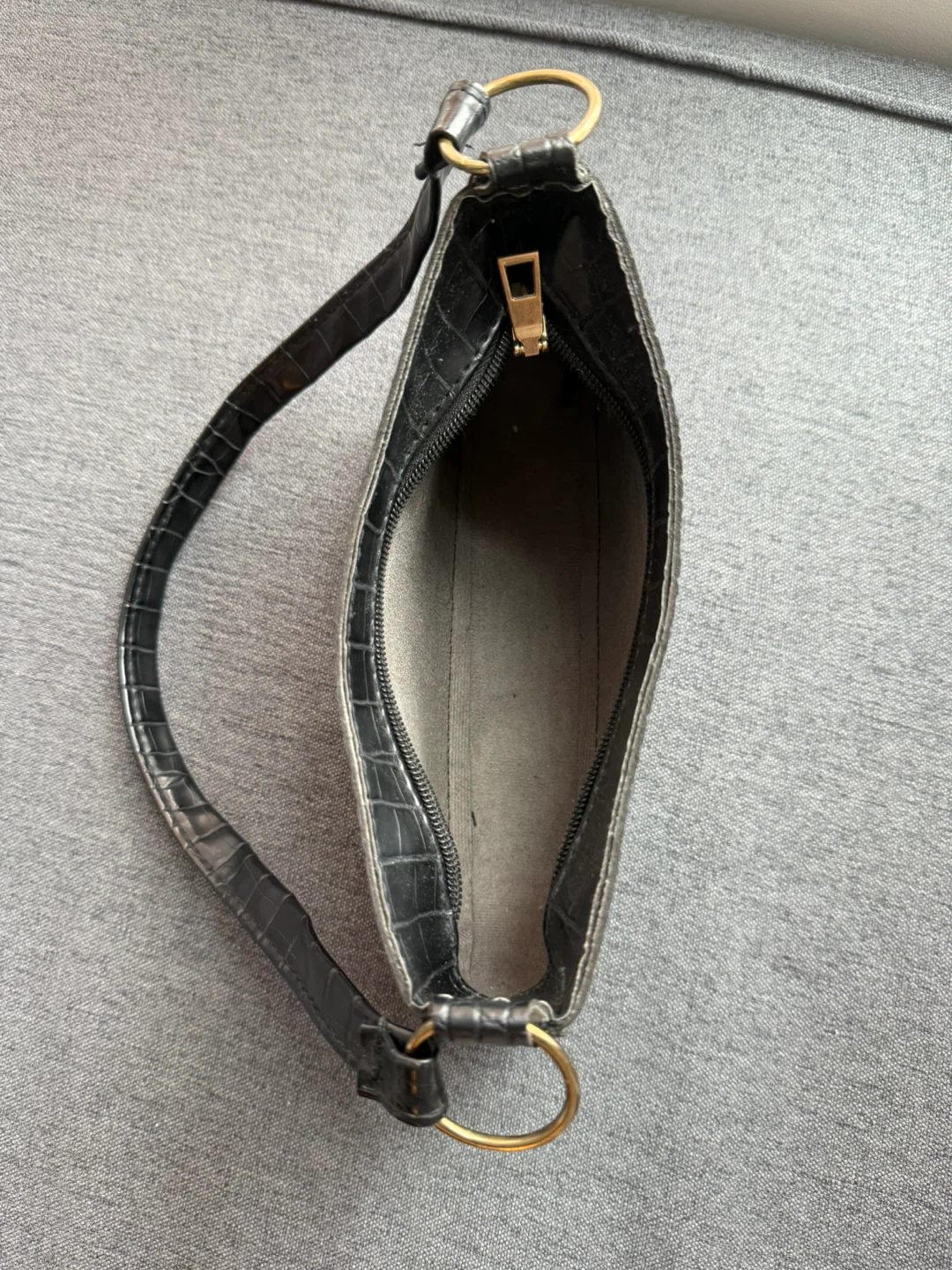 Black Croc Embossed Shoulder Bag-Light Weight - photo 4