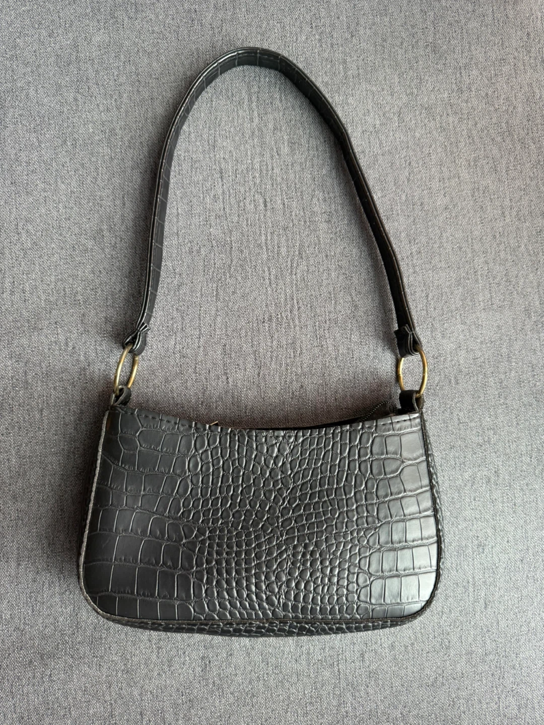 Black Croc Embossed Shoulder Bag-Light Weight - photo 2