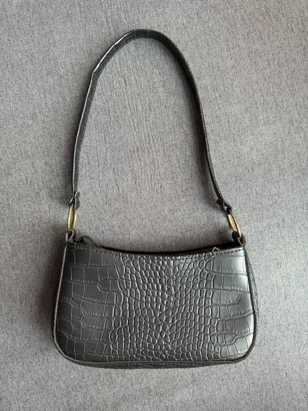 Black Croc Embossed Shoulder Bag-Light Weight