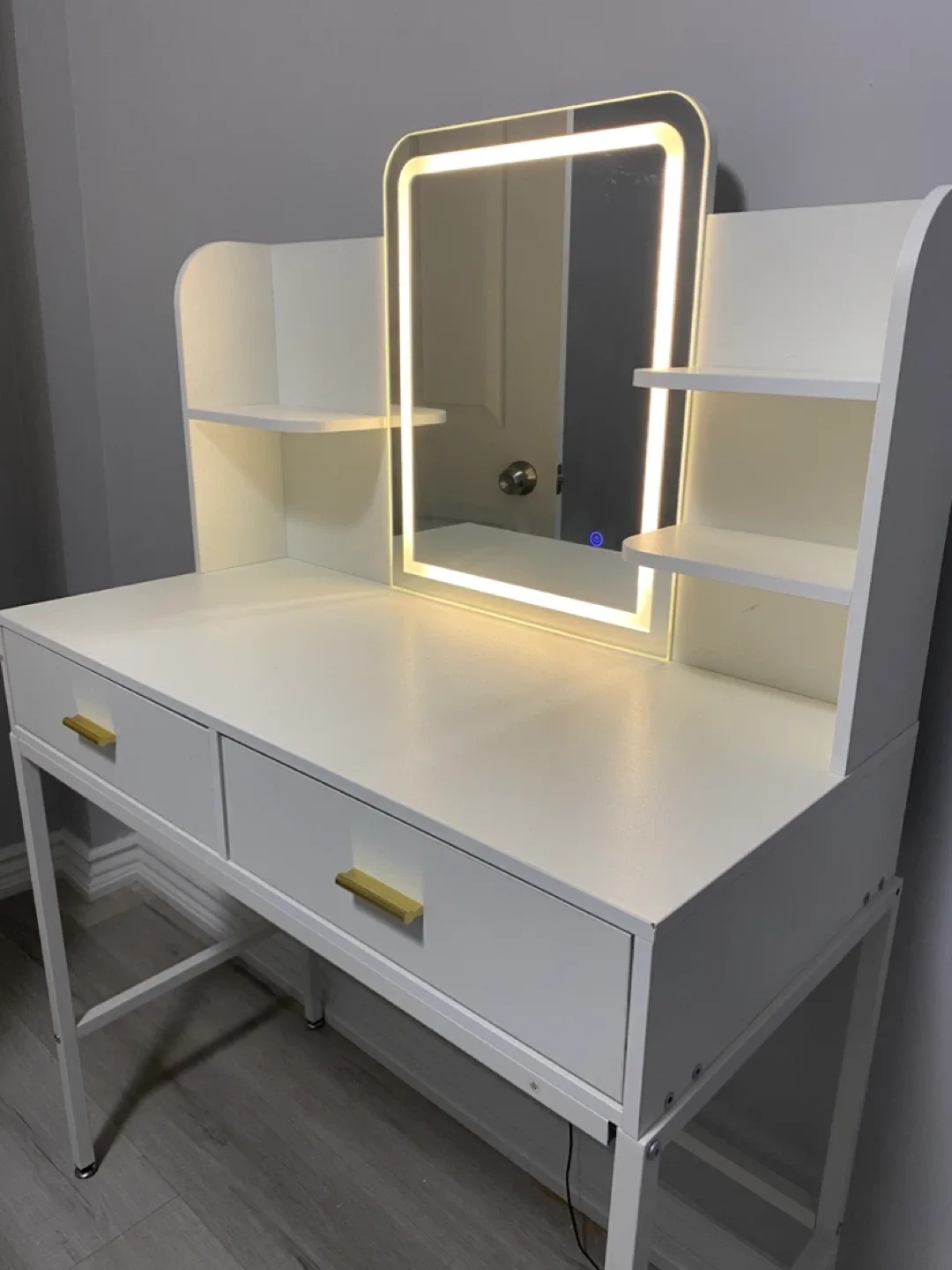 White Vanity Table with LED Mirror 🥕 image indicator(2)