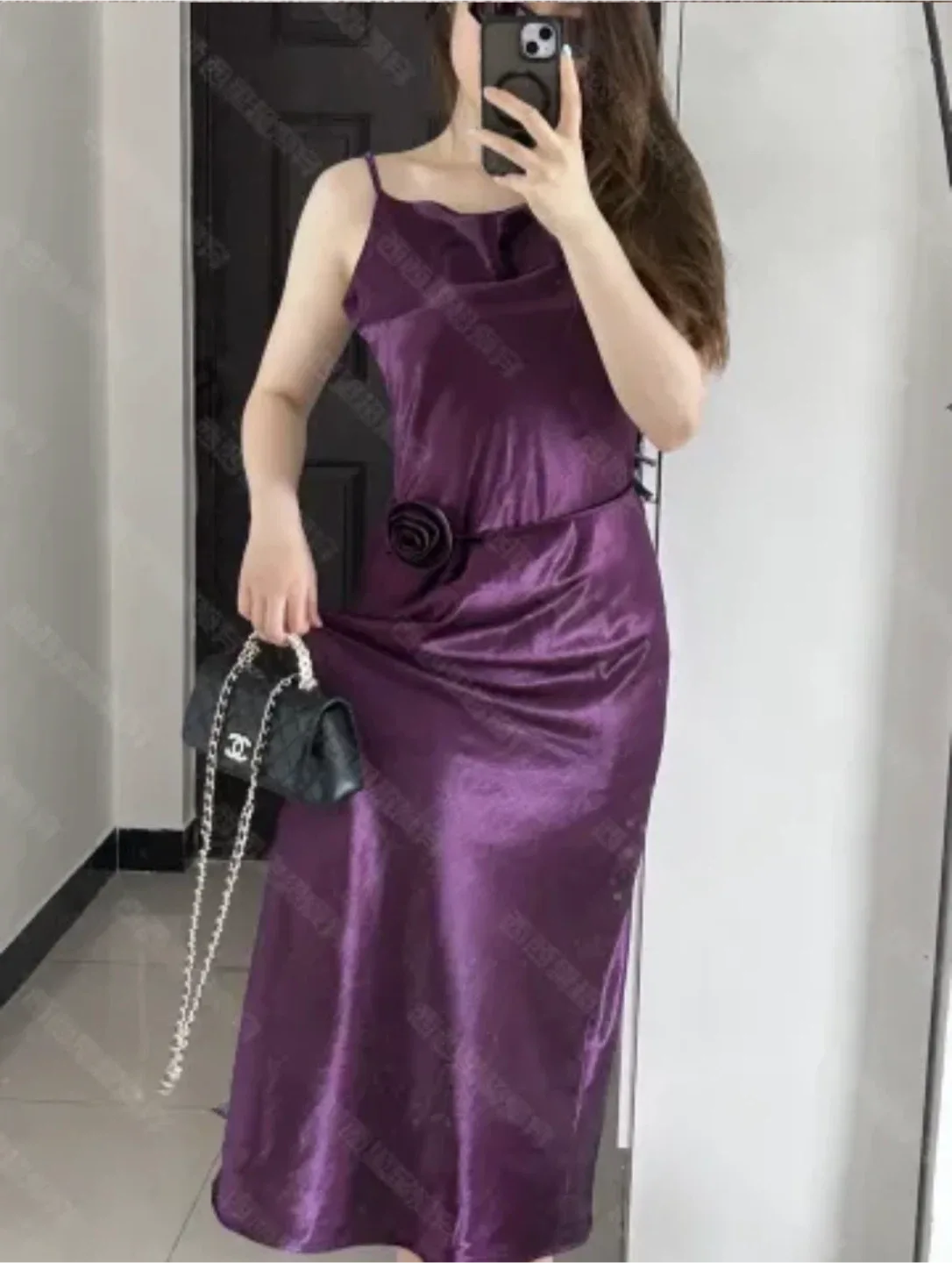 Purple Satin Slip Dress image indicator(3)