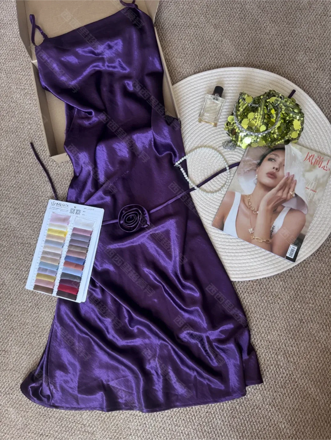 Purple Satin Slip Dress image indicator(2)
