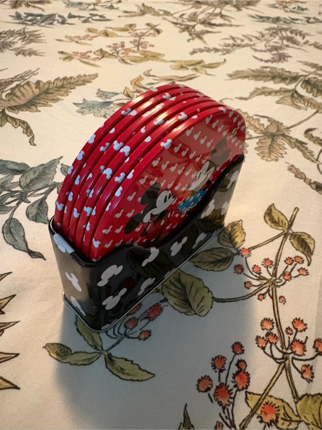 DISNEY Mickey Mouse & Minnie Mouse Coaster set of x6 + holder! image indicator(2)