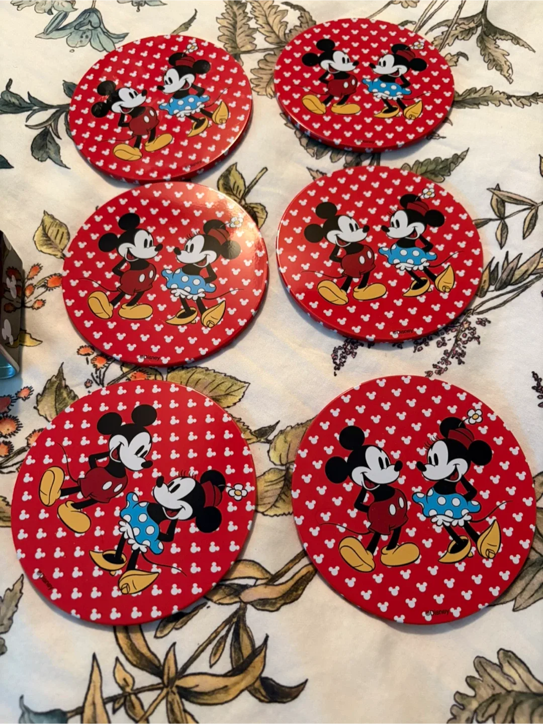 DISNEY Mickey Mouse & Minnie Mouse Coaster set of x6 + holder! image indicator(6)