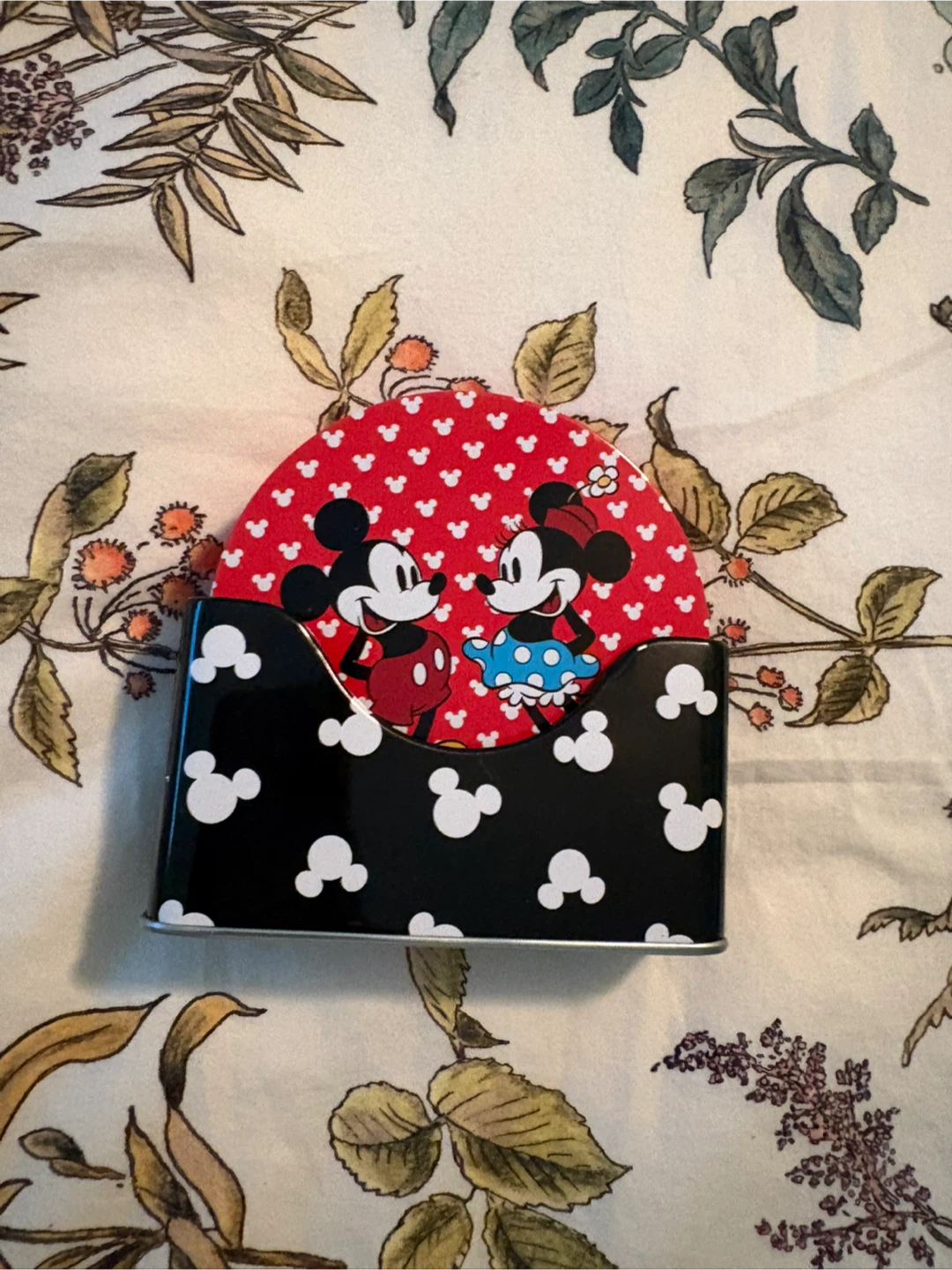 DISNEY Mickey Mouse & Minnie Mouse Coaster set of x6 + holder! - photo 3