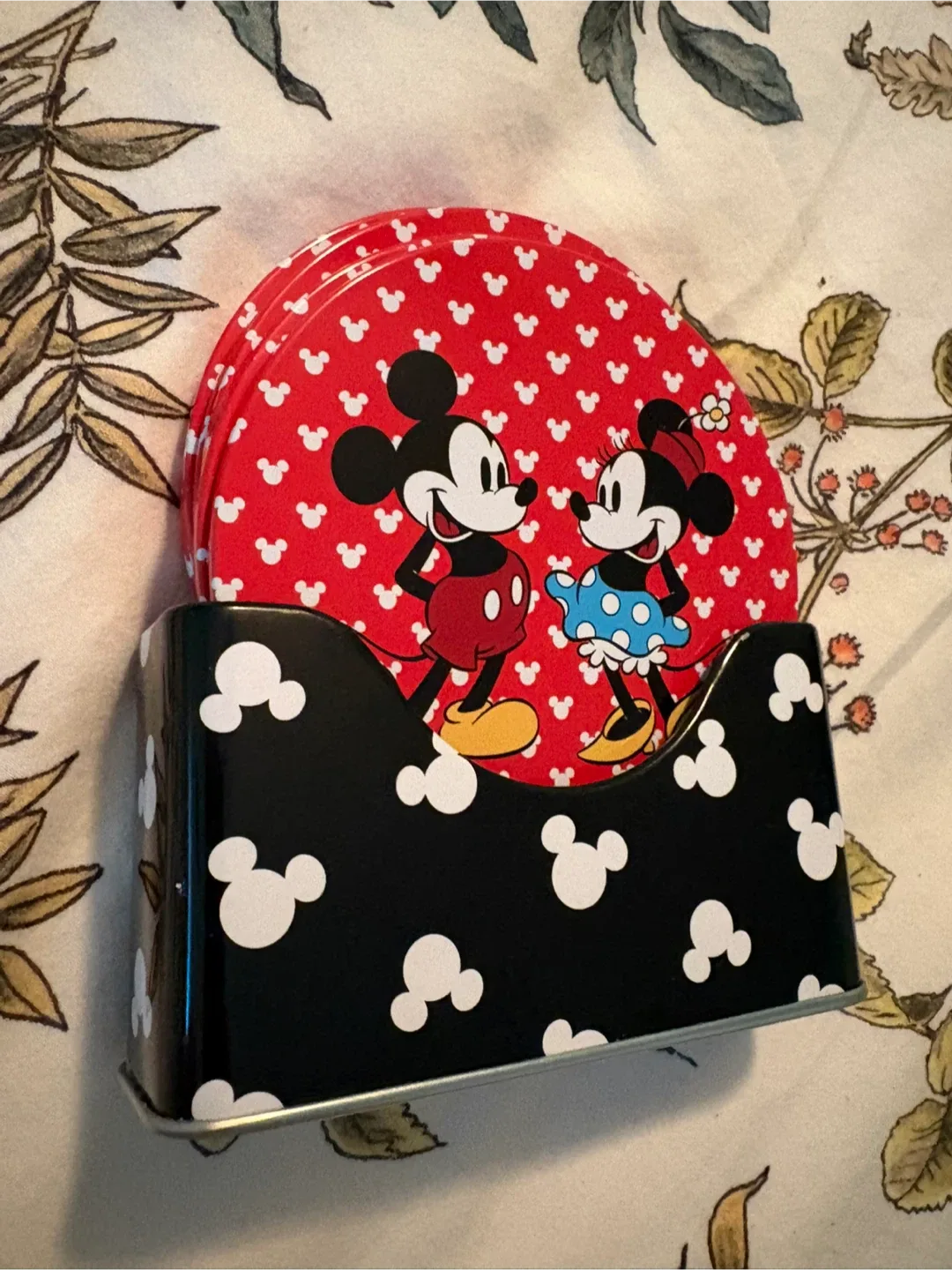 DISNEY Mickey Mouse & Minnie Mouse Coaster set of x6 + holder! image indicator(9)