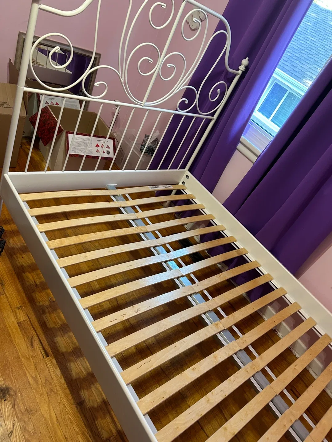 IKEA LEIRVIK White Metal Bed Frame image indicator(3)