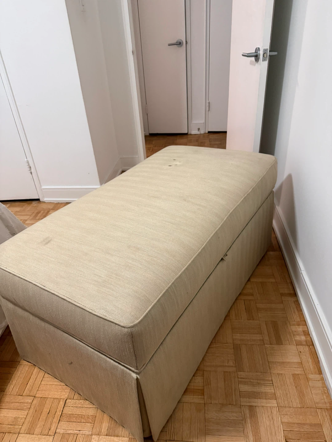 Beige Storage Ottoman Bench