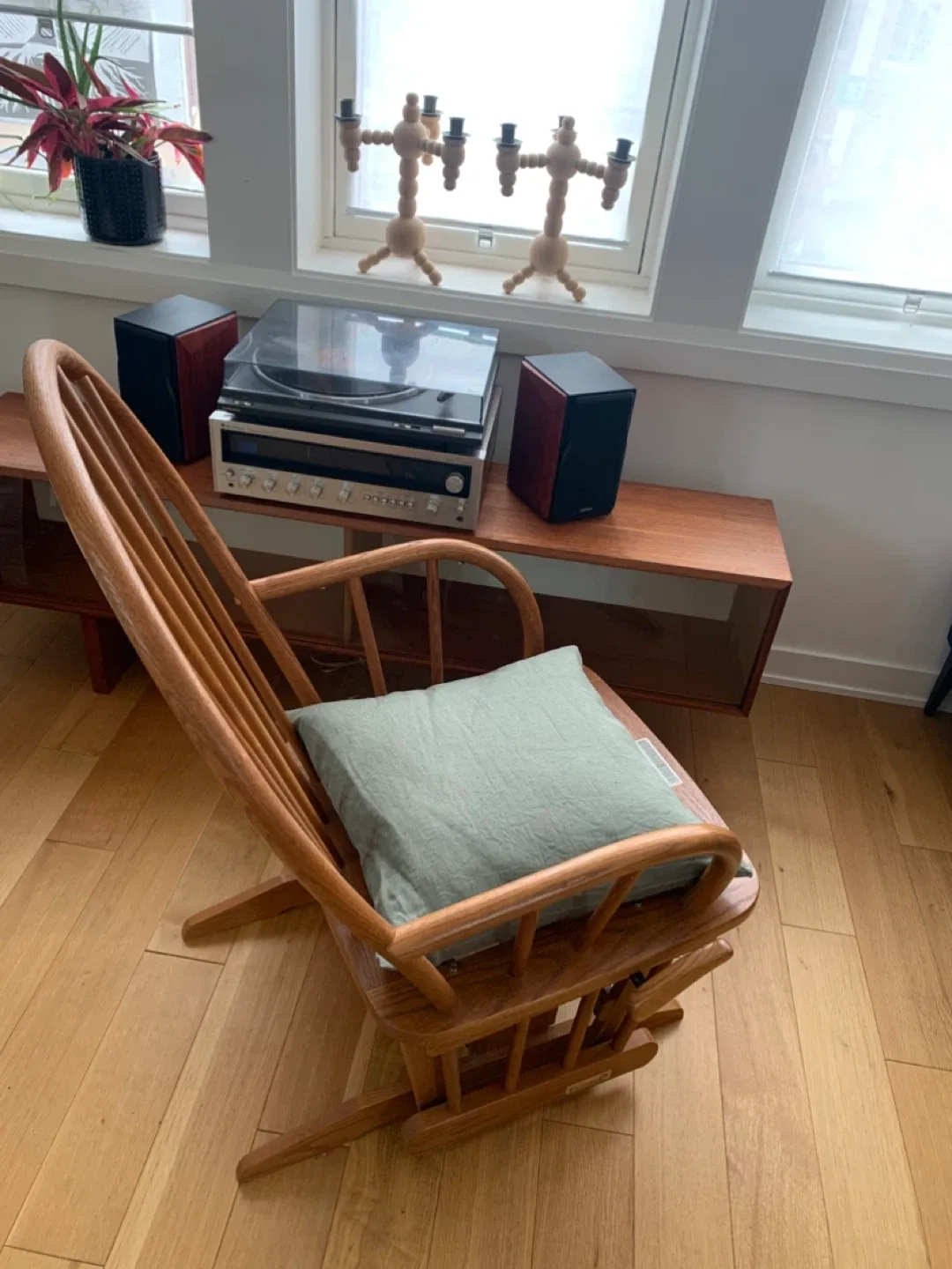 ((On Hold)) Dutailier Oak Rocking Chair with Ottoman image indicator(8)