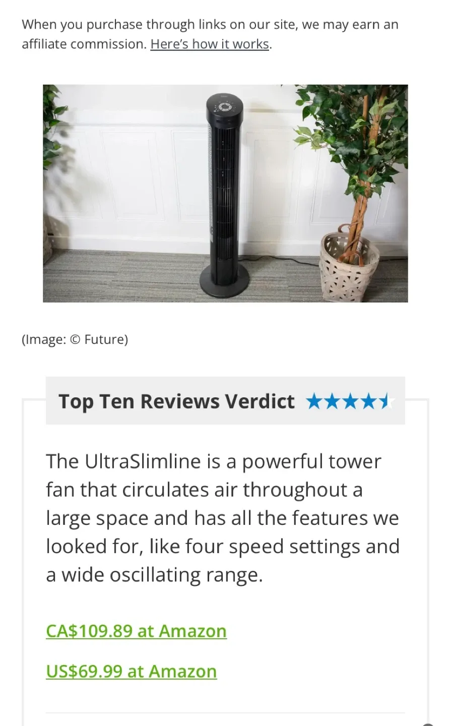 Seville Classics Tower Fan - Black