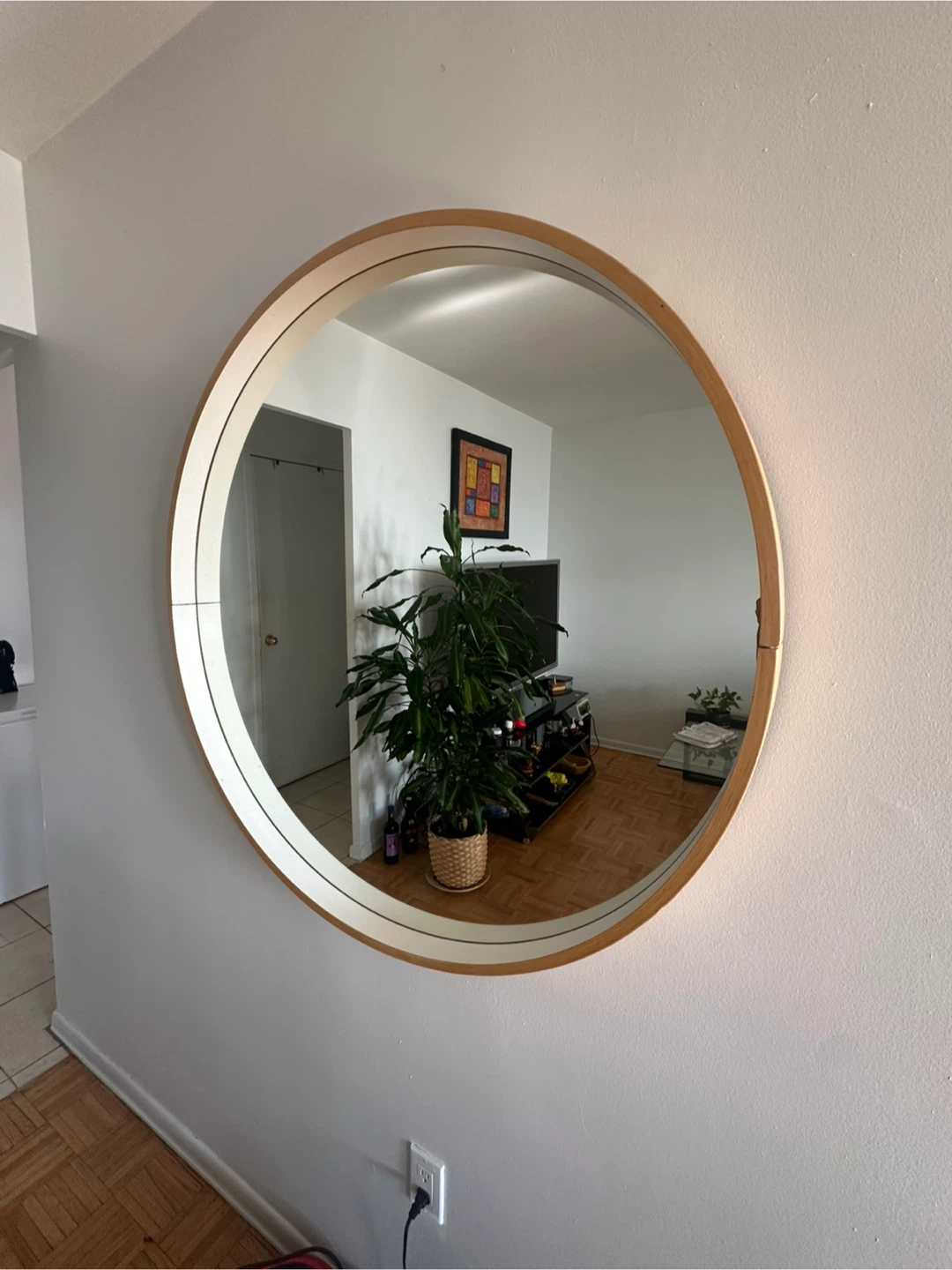 Round Wall Mirror with Wood Frame - photo 3