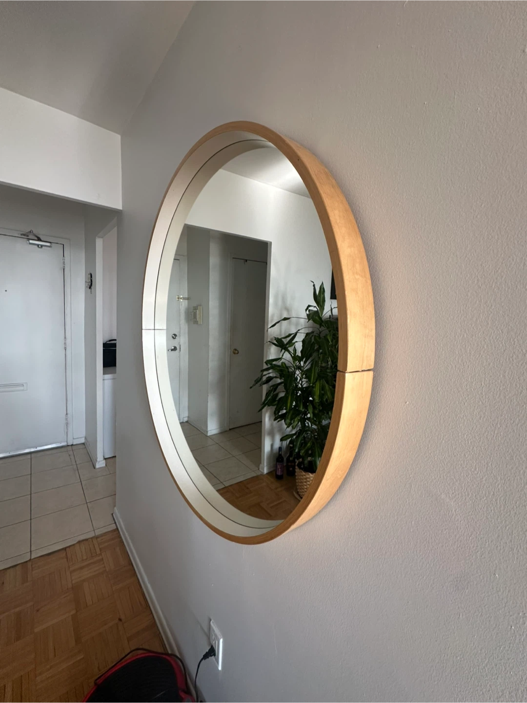 Round Wall Mirror with Wood Frame - photo 2