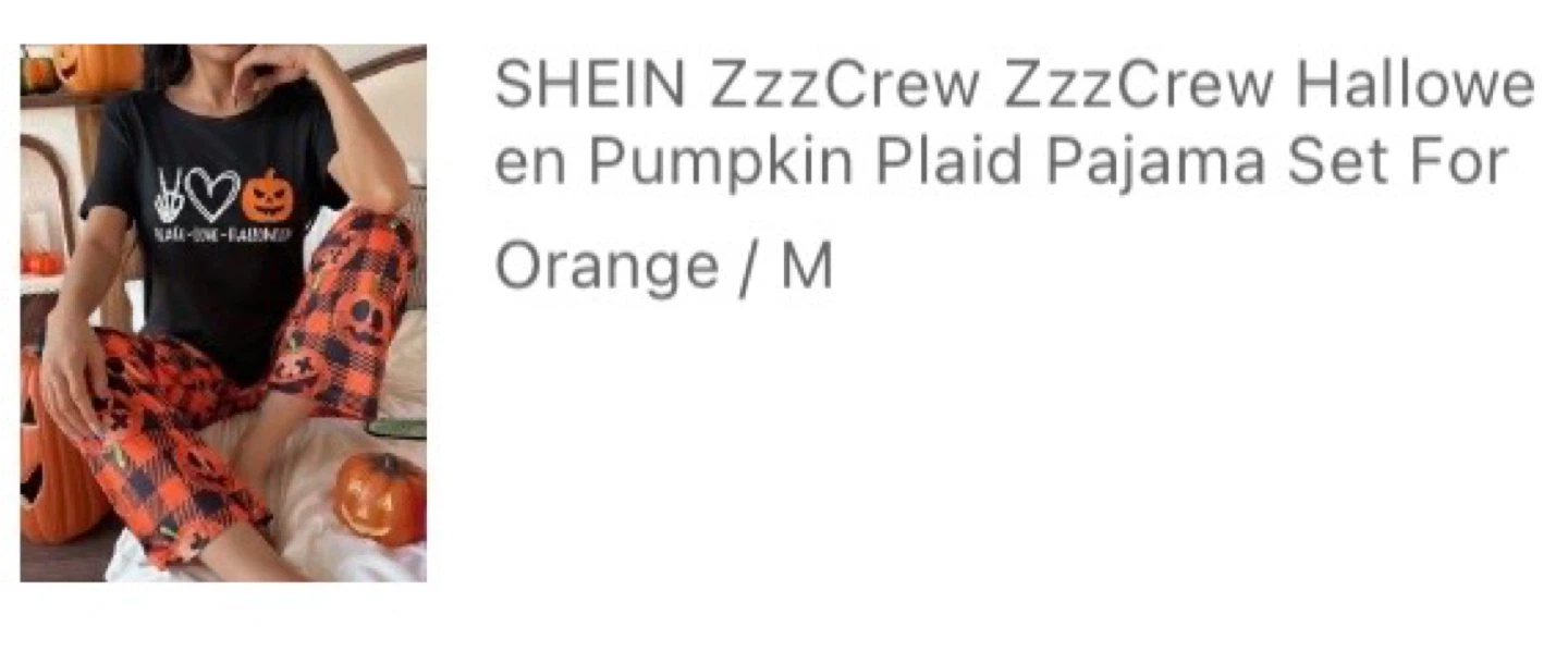 SHEIN Halloween Pumpkin Plaid Pajama Set - Size M - photo 2