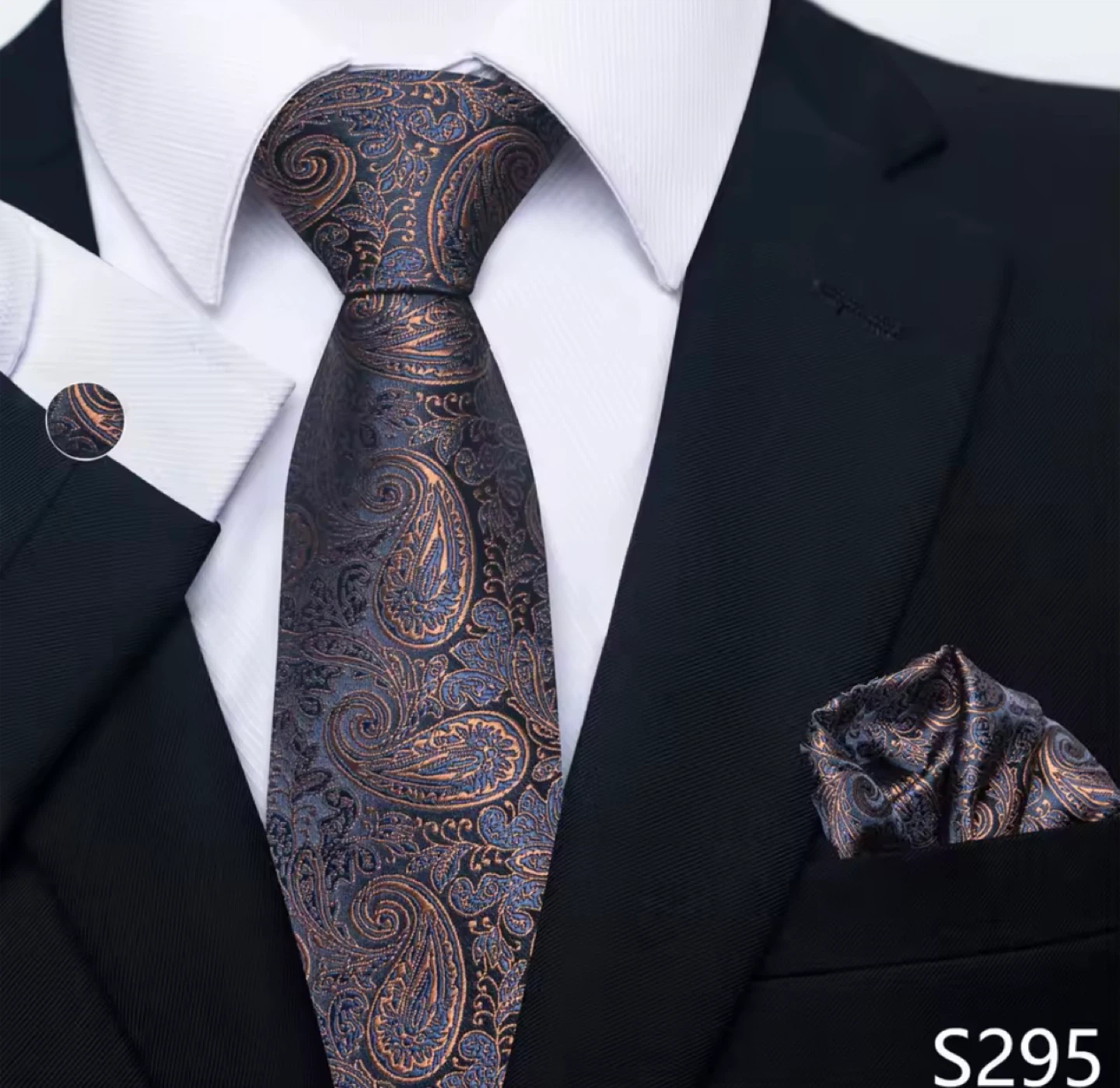 Vangise Silk Tie, Handkerchief & Cufflink Set - New