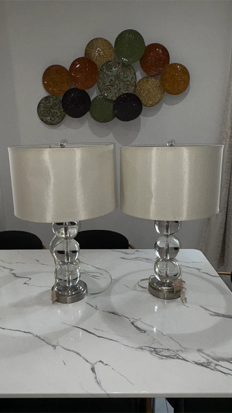 Pair of Table Lamps with Glass Ball Design image indicator(2)