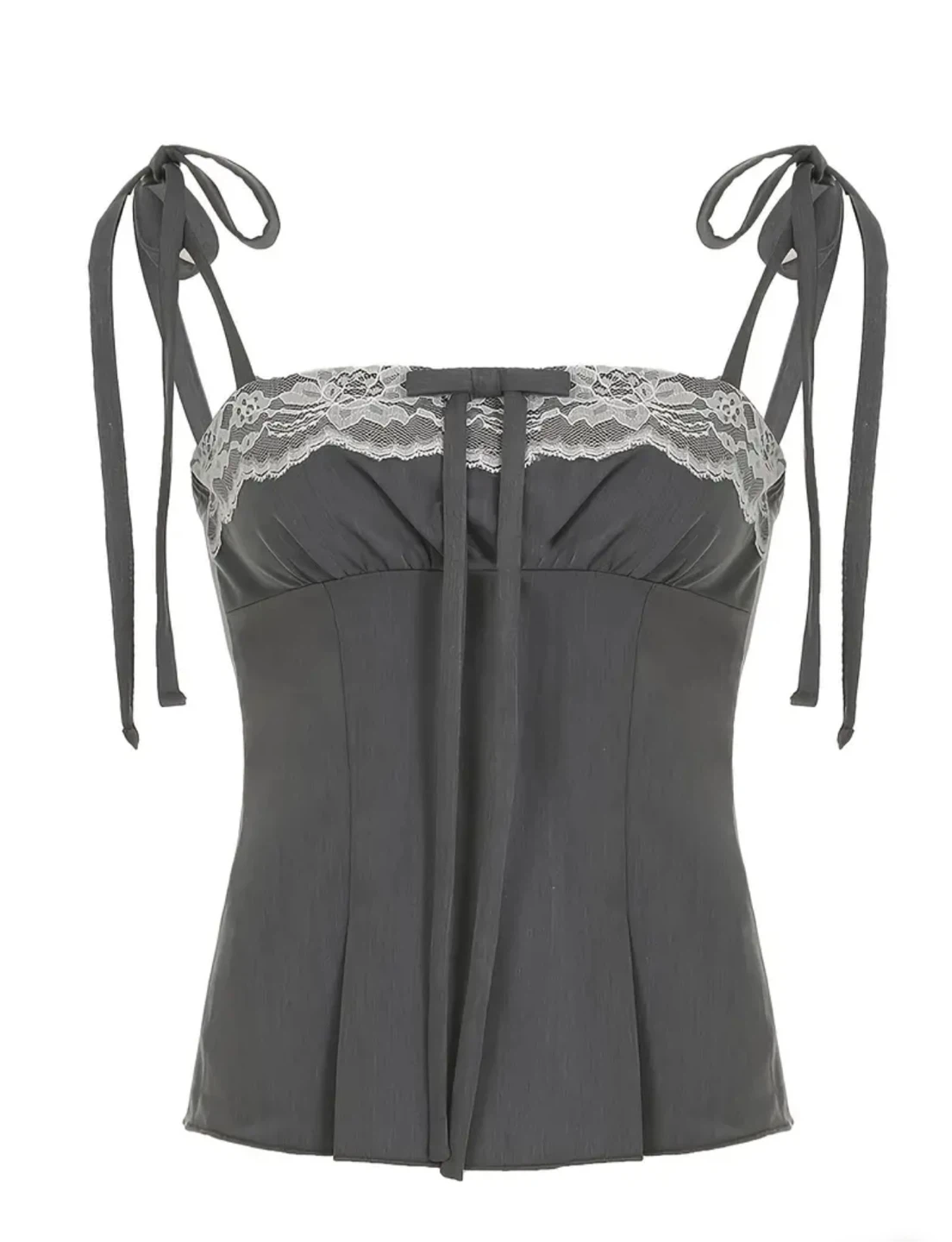 Gray Lace Trim Corset Top - photo 5
