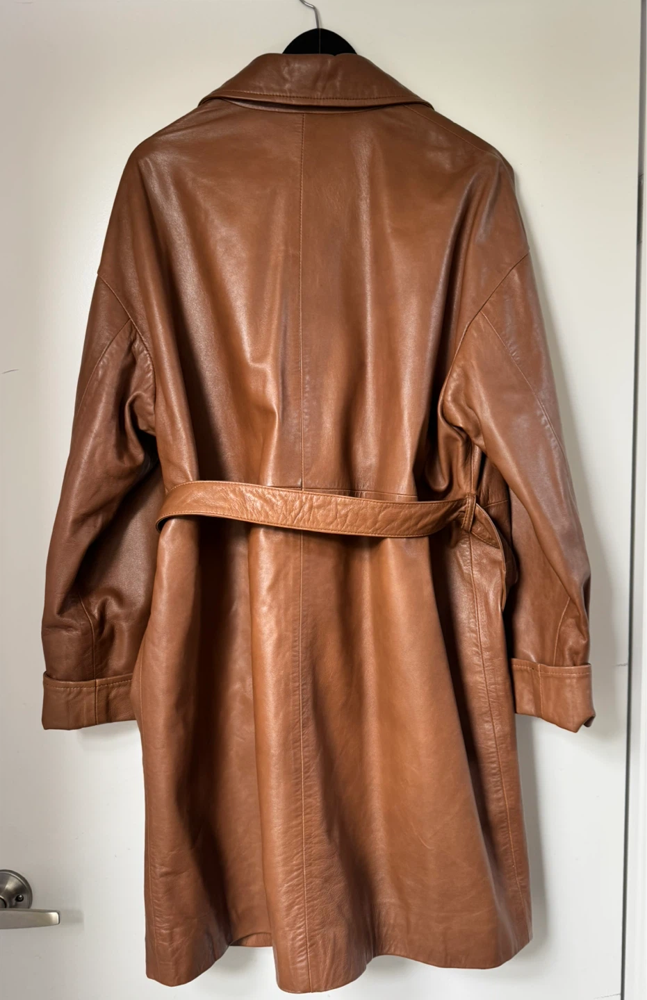 Danier Brown Leather Trench Coat Size M - photo 2