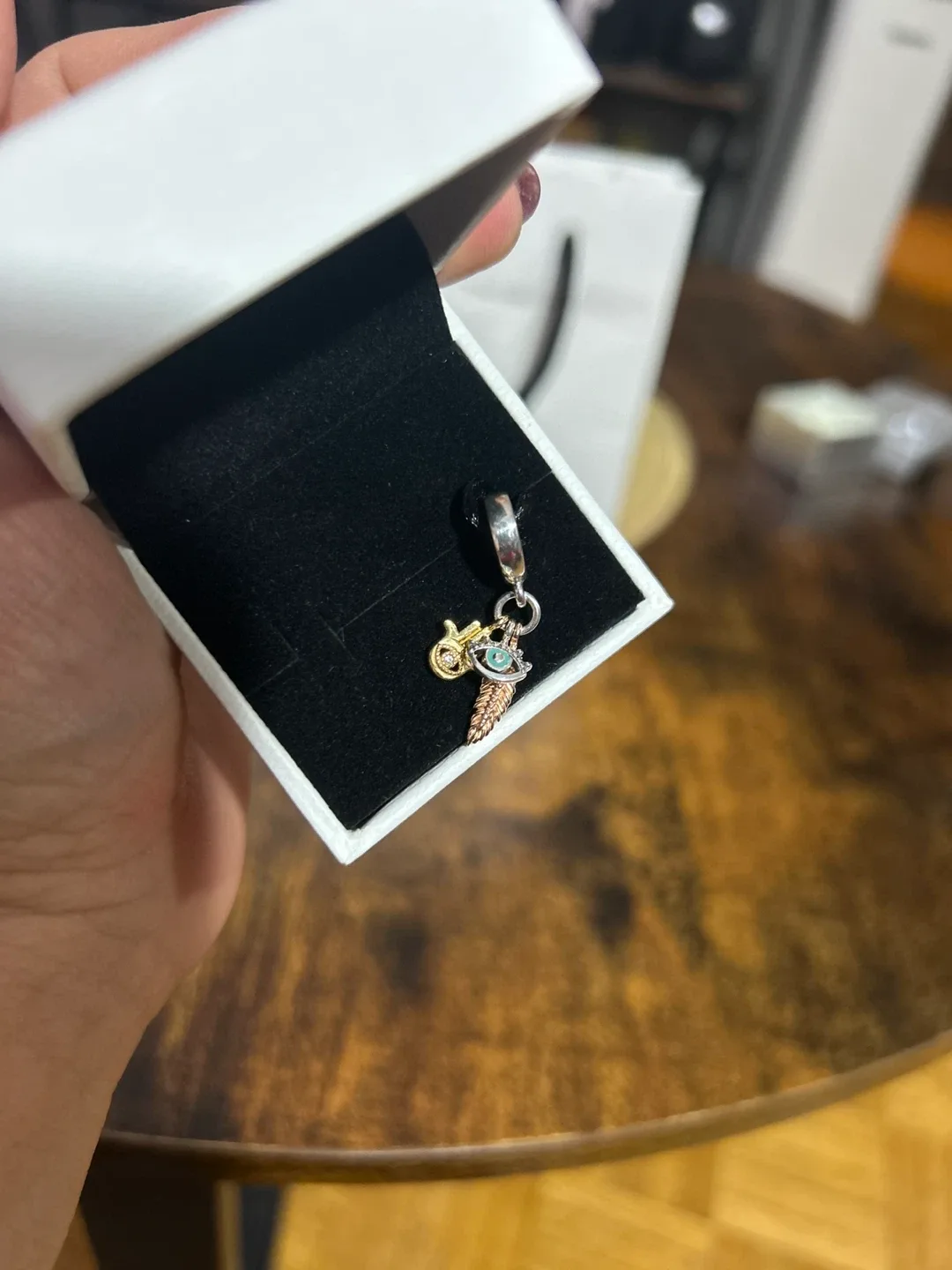 Pandora Hamsa, Eye & Feather Dangle Charm - New image indicator(4)