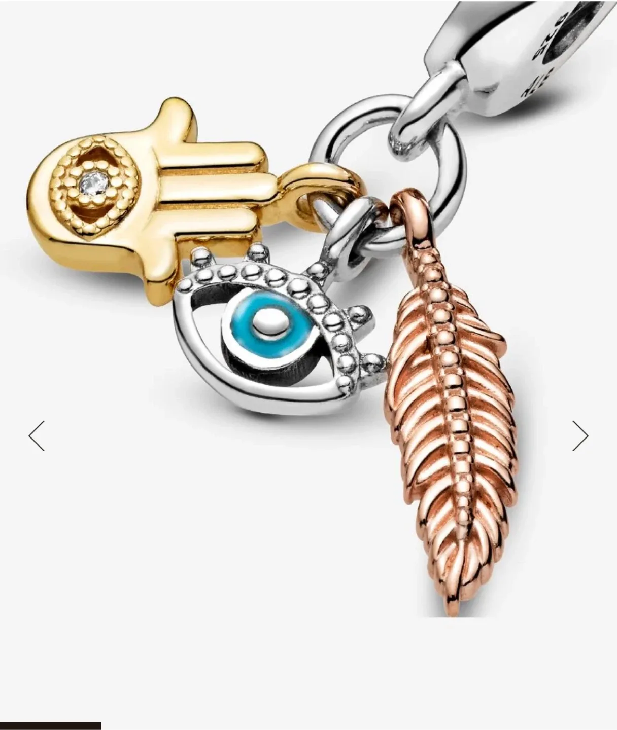 Pandora Hamsa, Eye & Feather Dangle Charm - New image indicator(2)