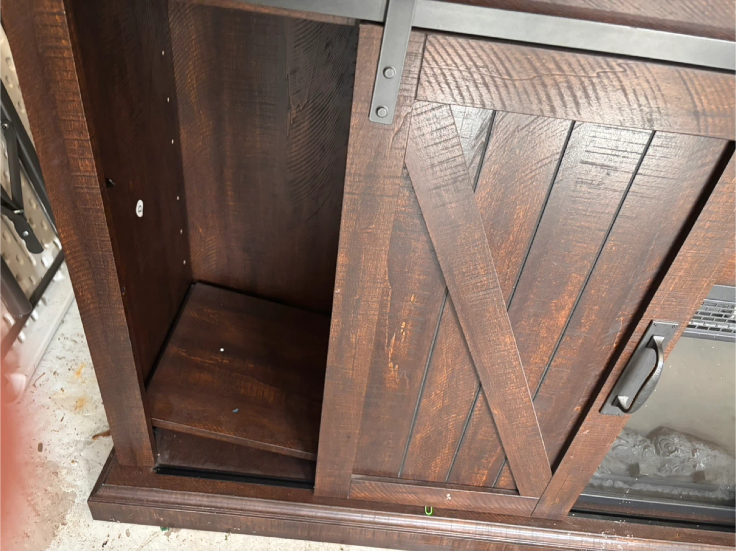 Rustic Brown Media Console with Electric Fireplace - photo 5