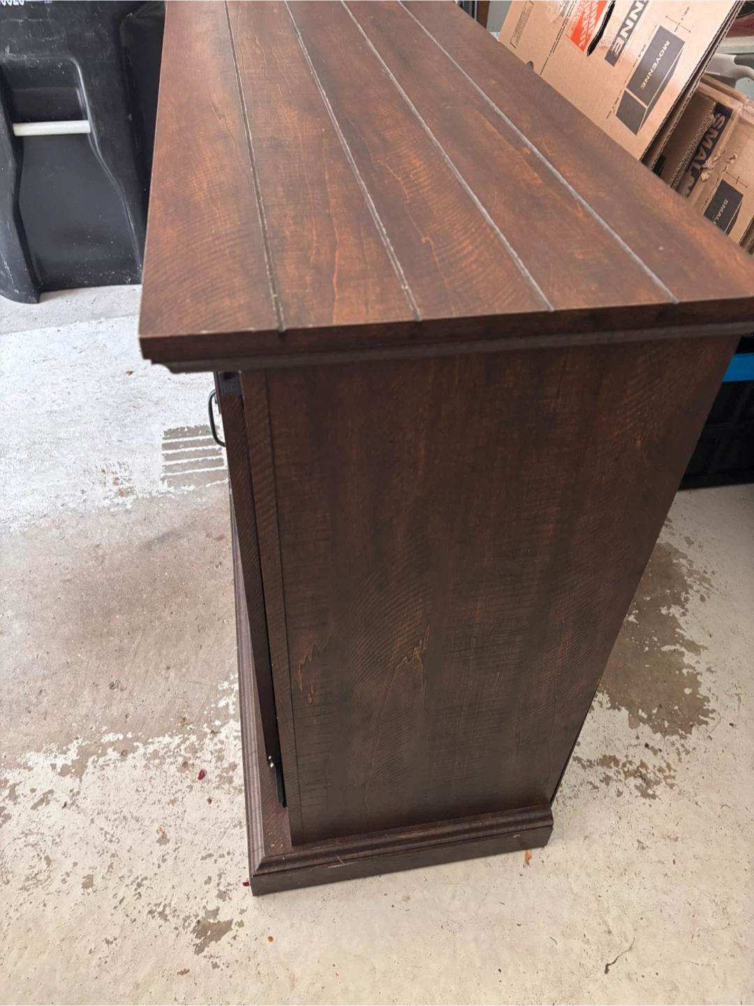 Rustic Brown Media Console with Electric Fireplace