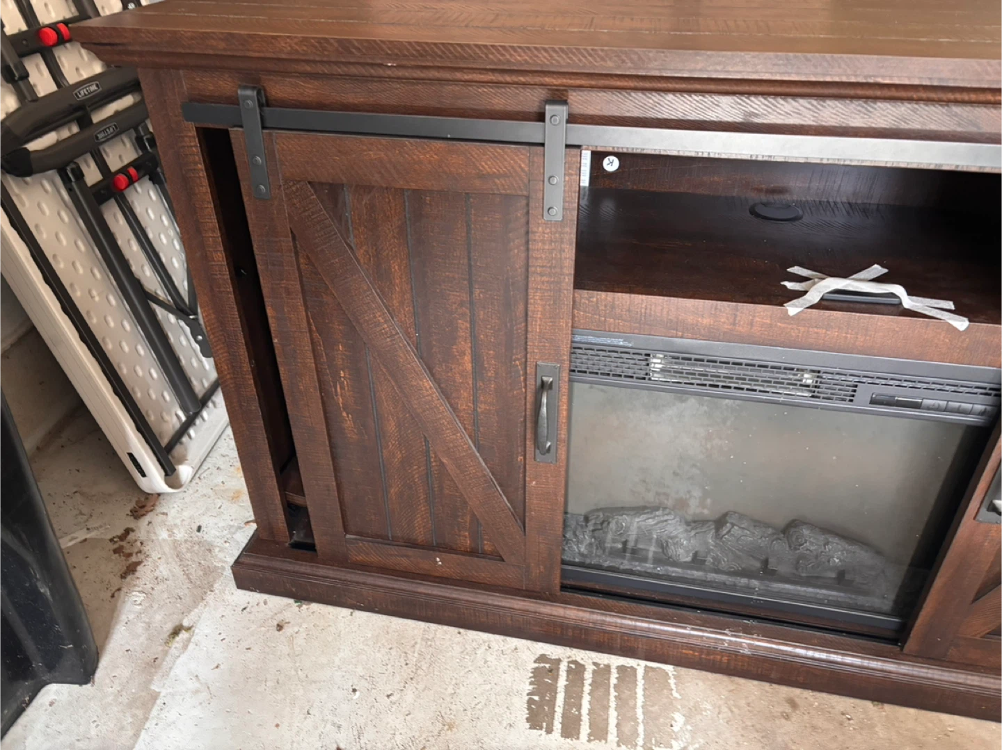 Rustic Brown Media Console with Electric Fireplace - photo 4