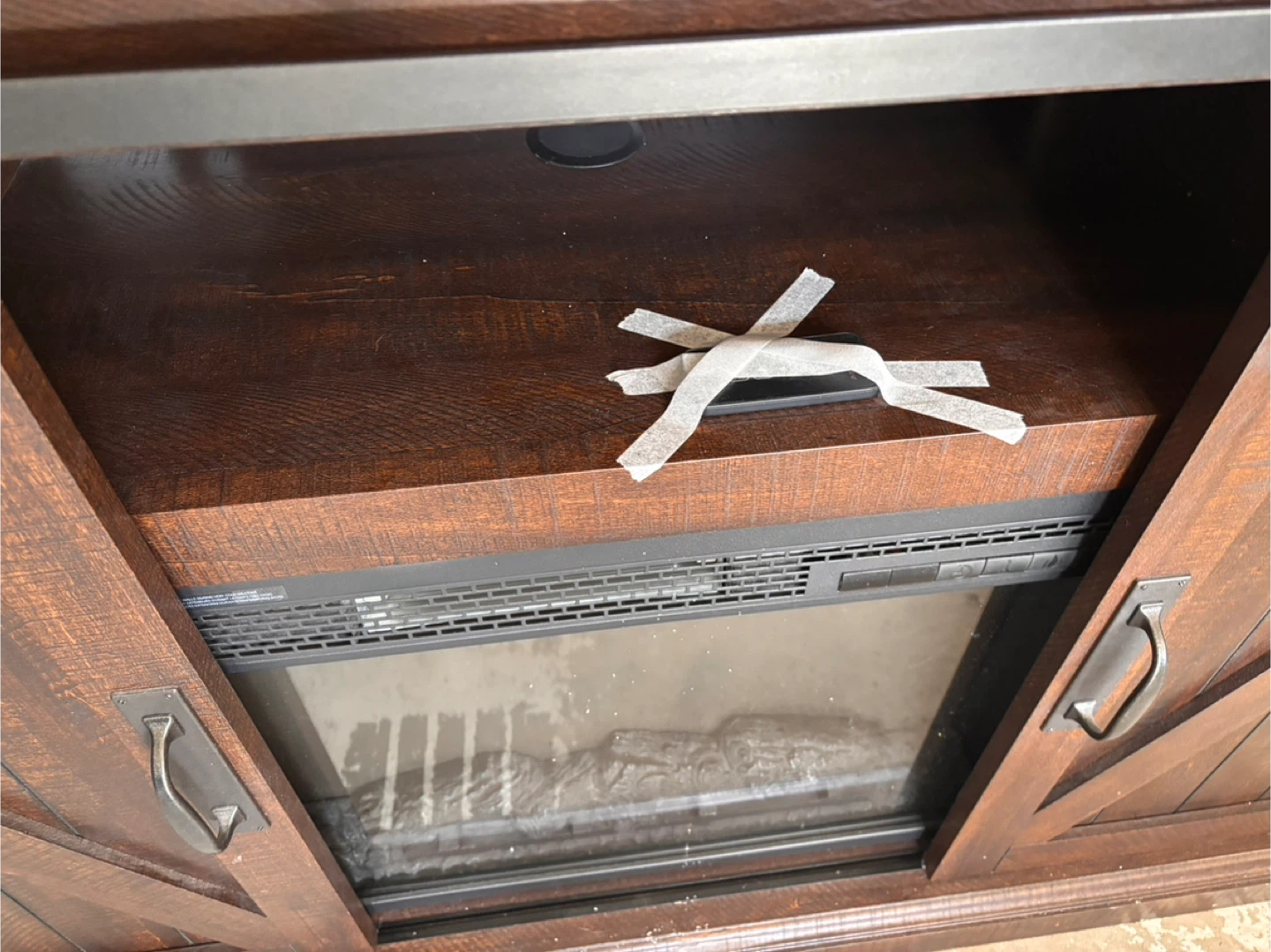 Rustic Brown Media Console with Electric Fireplace - photo 2