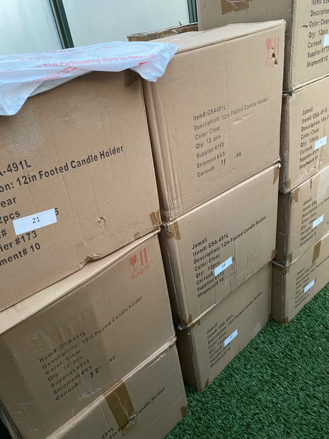 Jamali 10 inch and 12in Footed Clear Candle Holders (12pcs) image indicator(3)