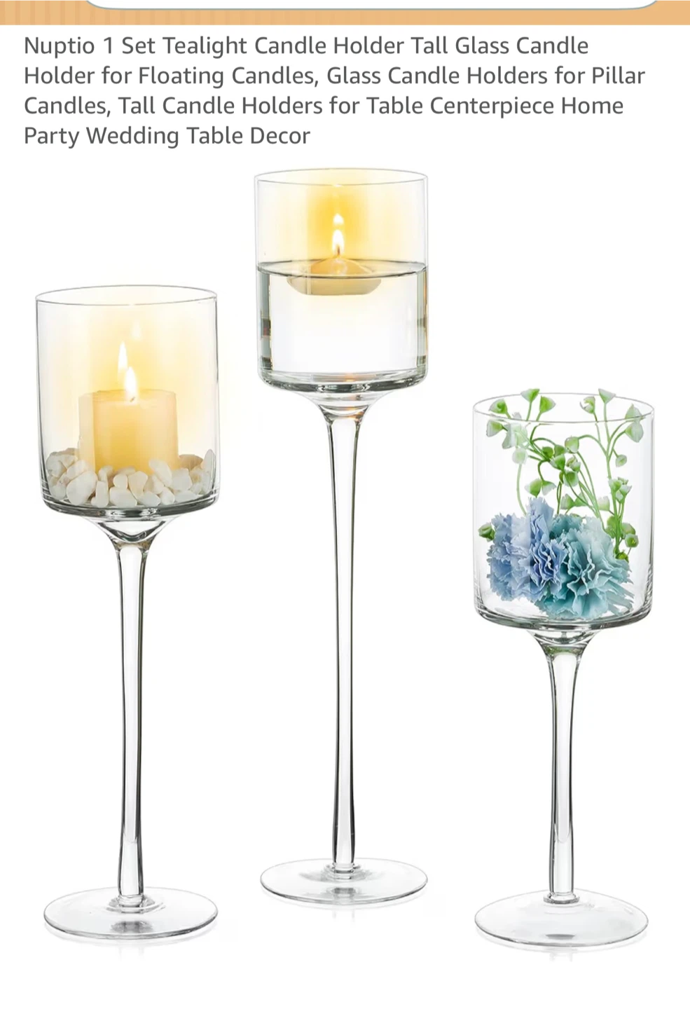 Jamali 10 inch and 12in Footed Clear Candle Holders (12pcs) - photo 2