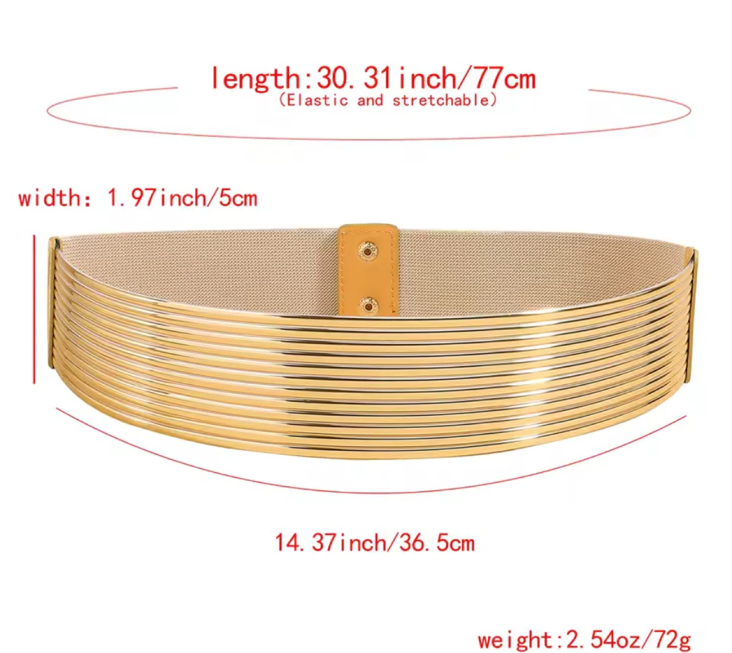 Gold Stretch Belt - 77cm Length - photo 5