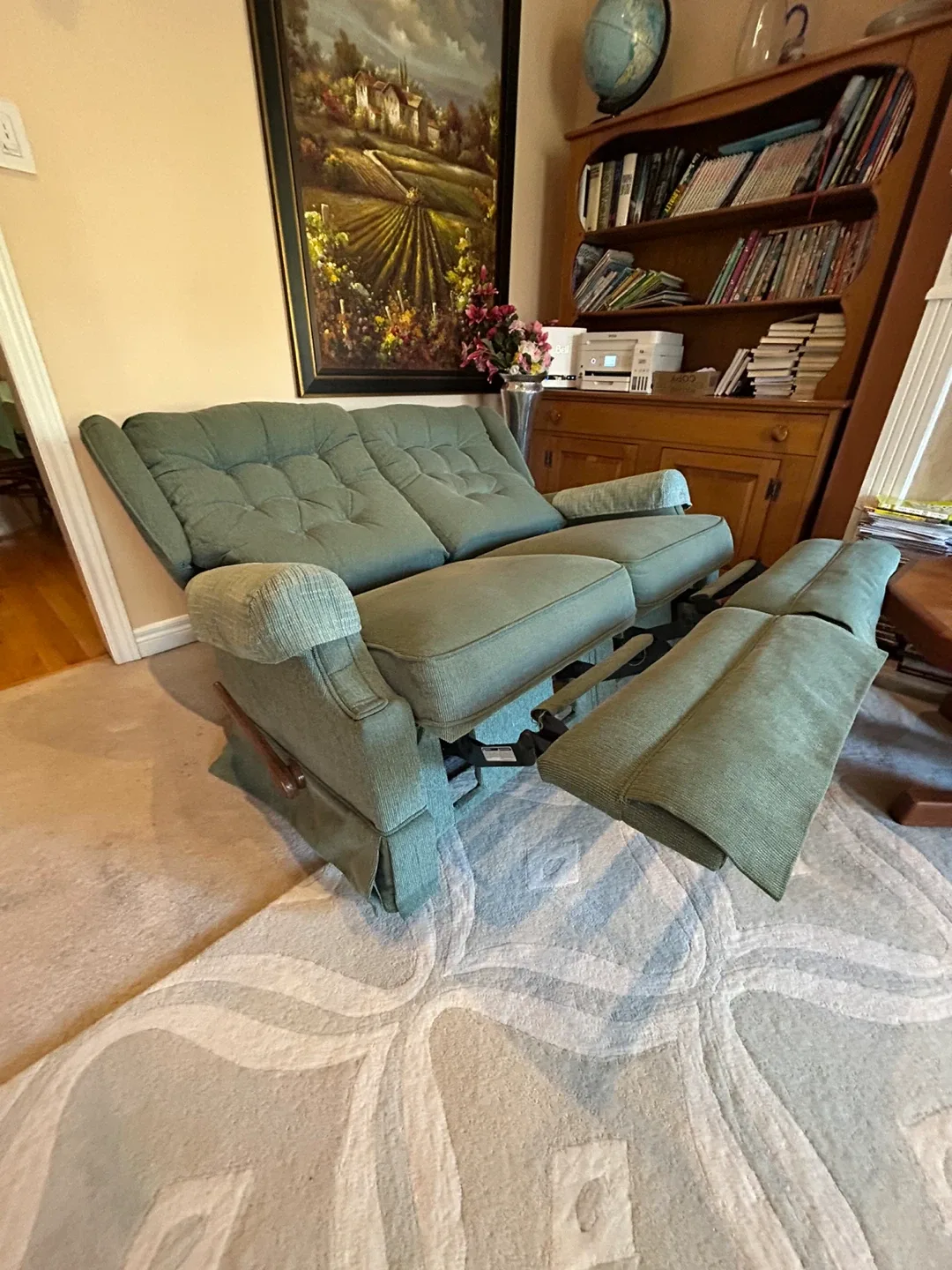 L-A-Z-Boy Green Loveseat Recliner image indicator(3)