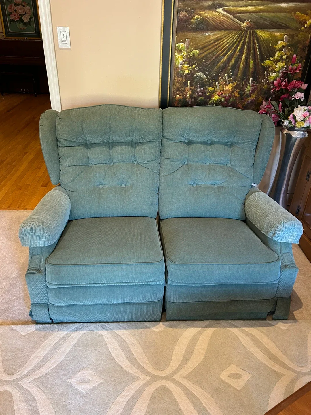 L-A-Z-Boy Green Loveseat Recliner thumbnail