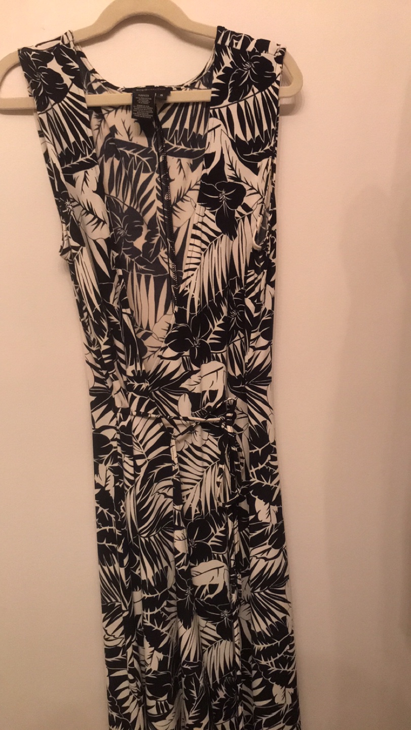 Black & Ivory Floral Dress - Size S