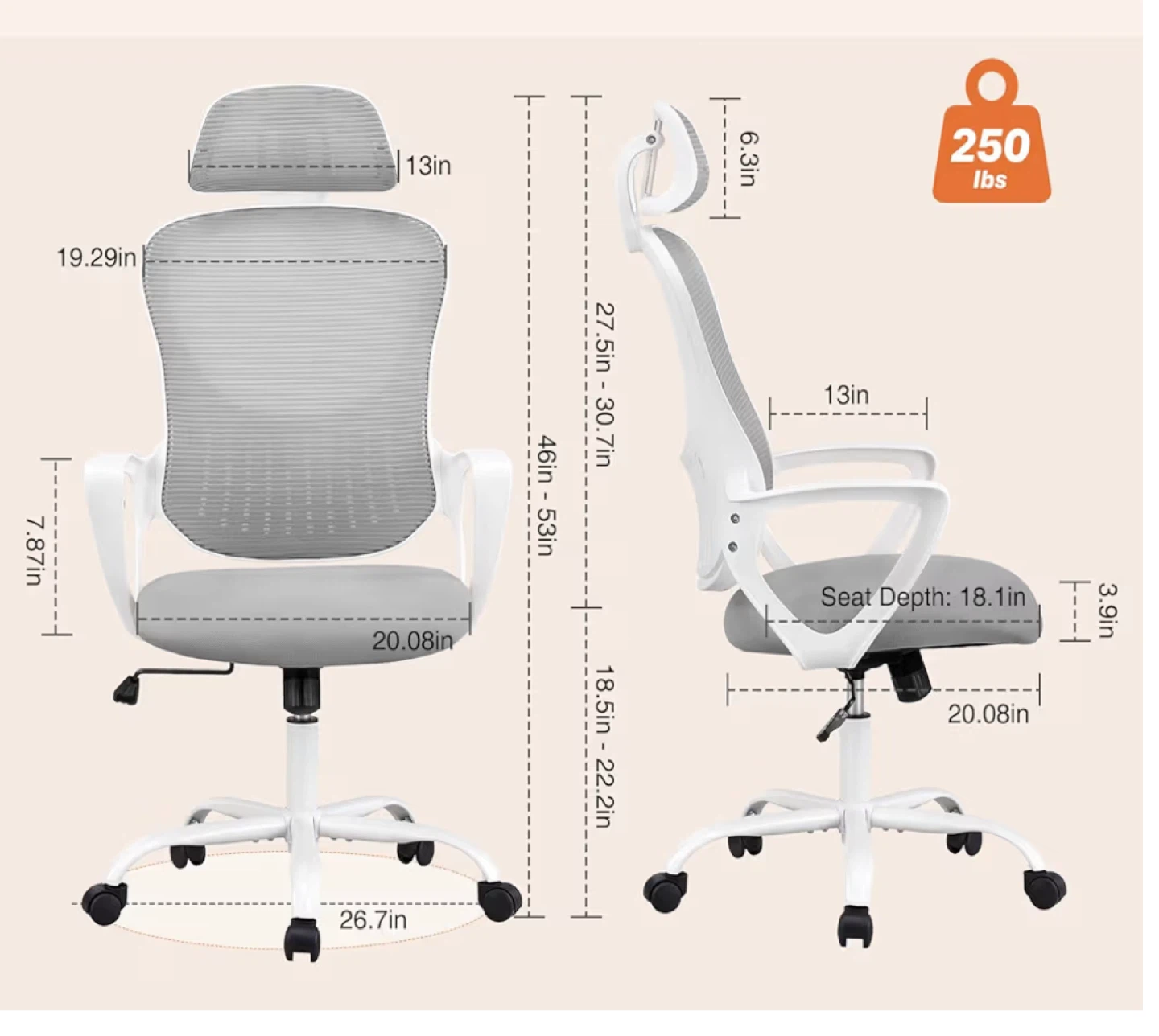 Ergonomic Office Chair - Pink - photo 3