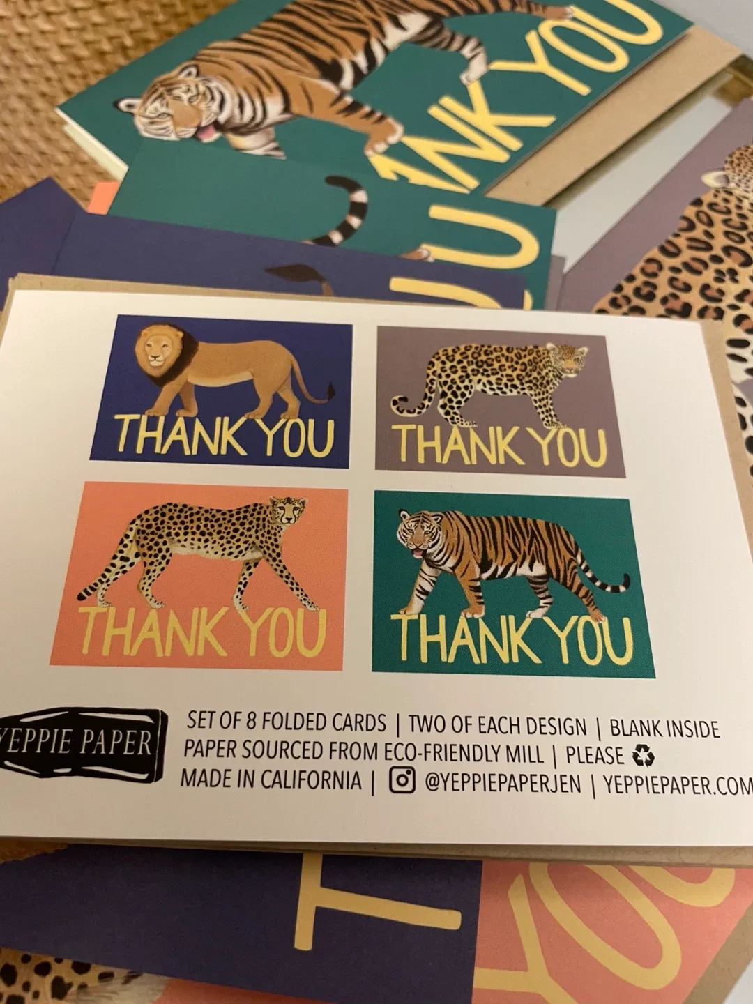 Big Cats Thank You Cards - Set of 8 boxed NEW image indicator(3)