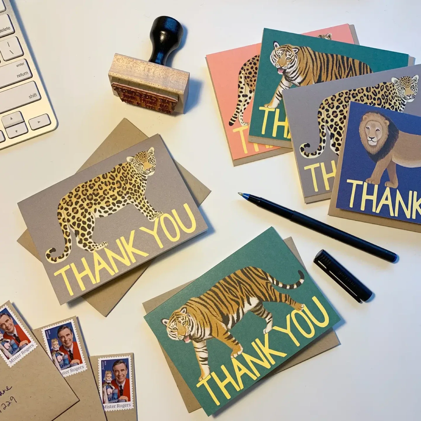 Big Cats Thank You Cards - Set of 8 boxed NEW image indicator(8)