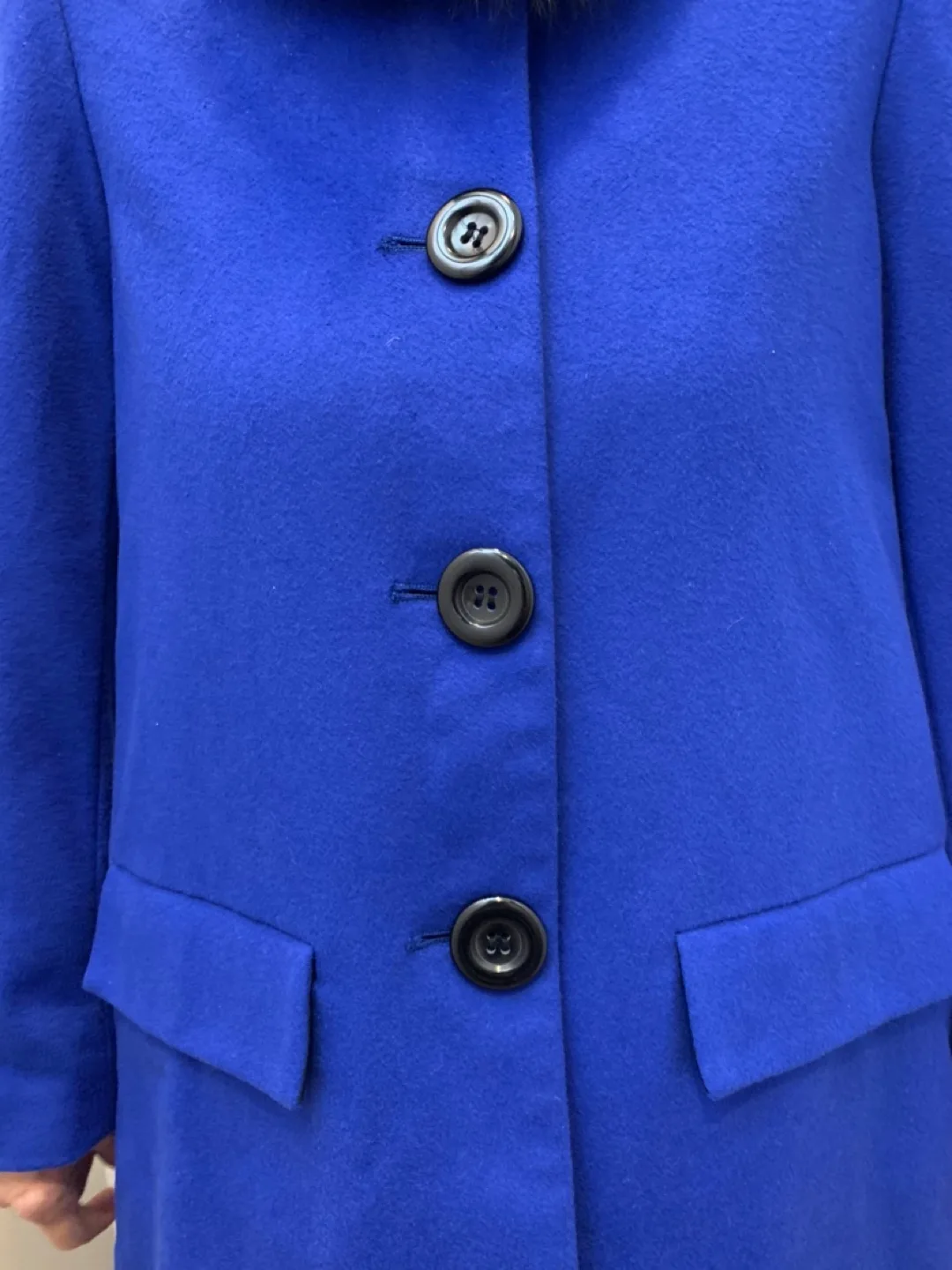 Blue Wool Coat with real  Fur Collar image indicator(4)