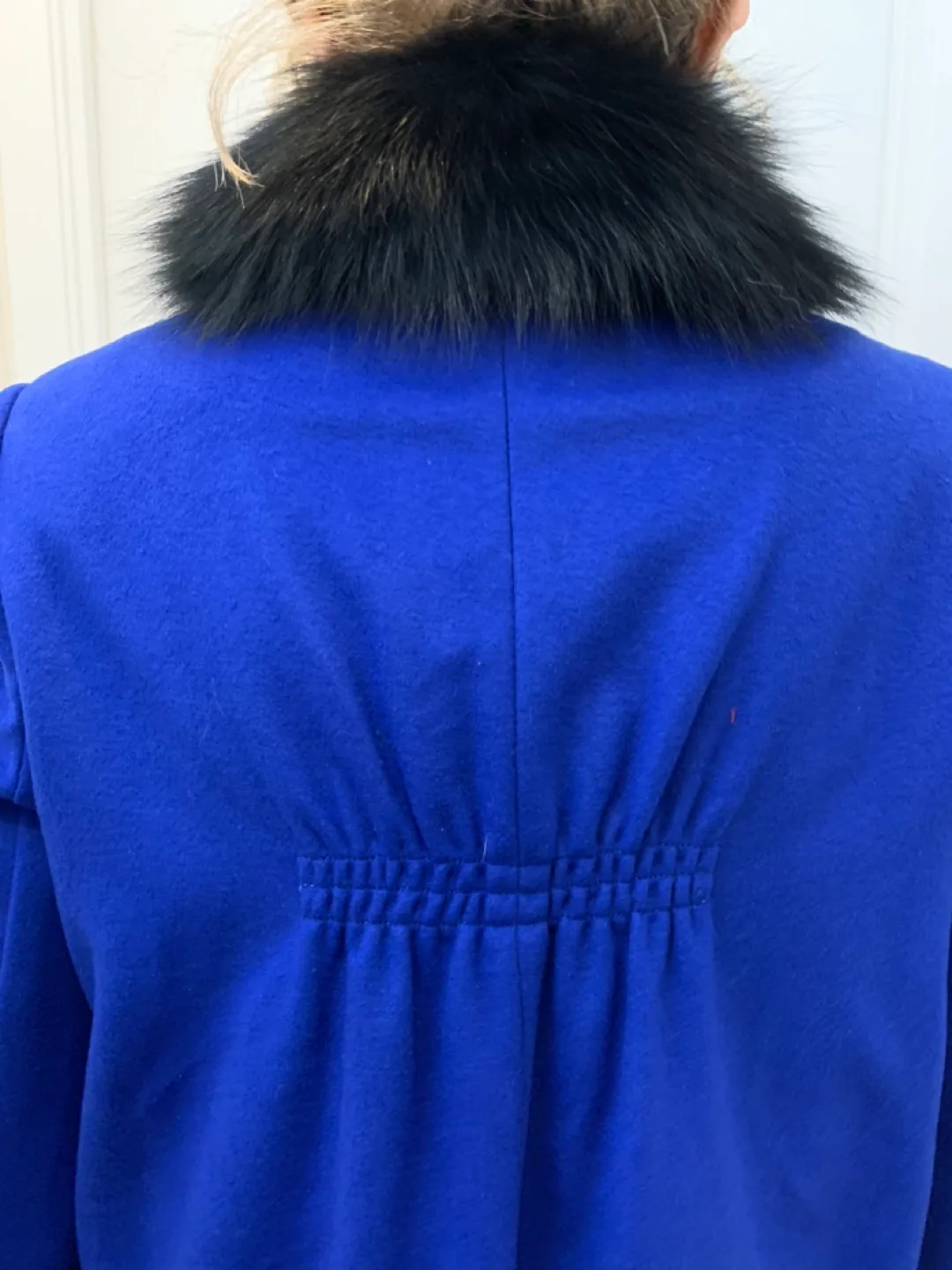 Blue Wool Coat with real  Fur Collar image indicator(2)
