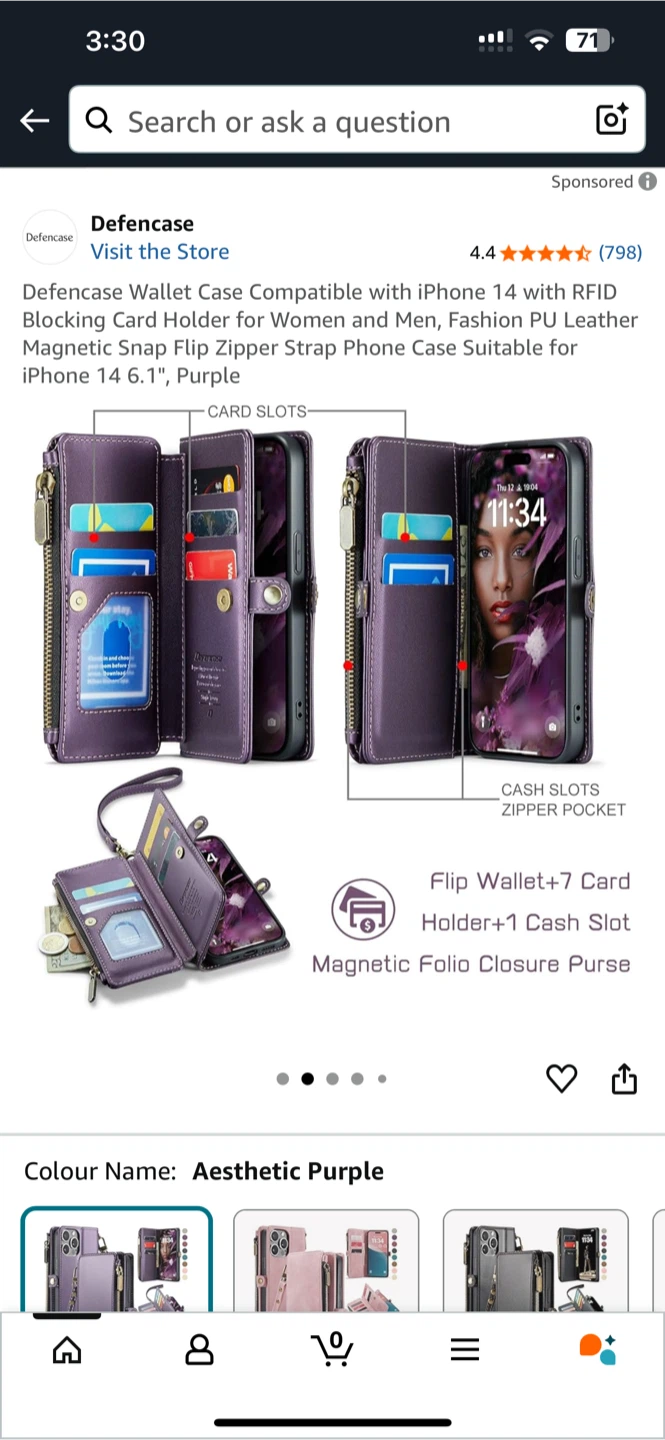 Defencase iPhone 15 pro max Wallet Case - Aesthetic Purple 🥕 - photo 2