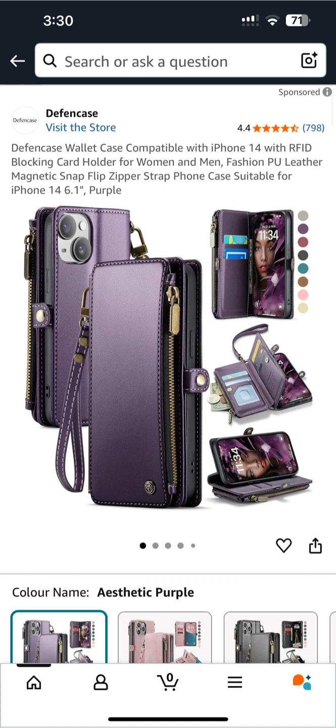 Defencase iPhone 15 pro max Wallet Case - Aesthetic Purple 🥕