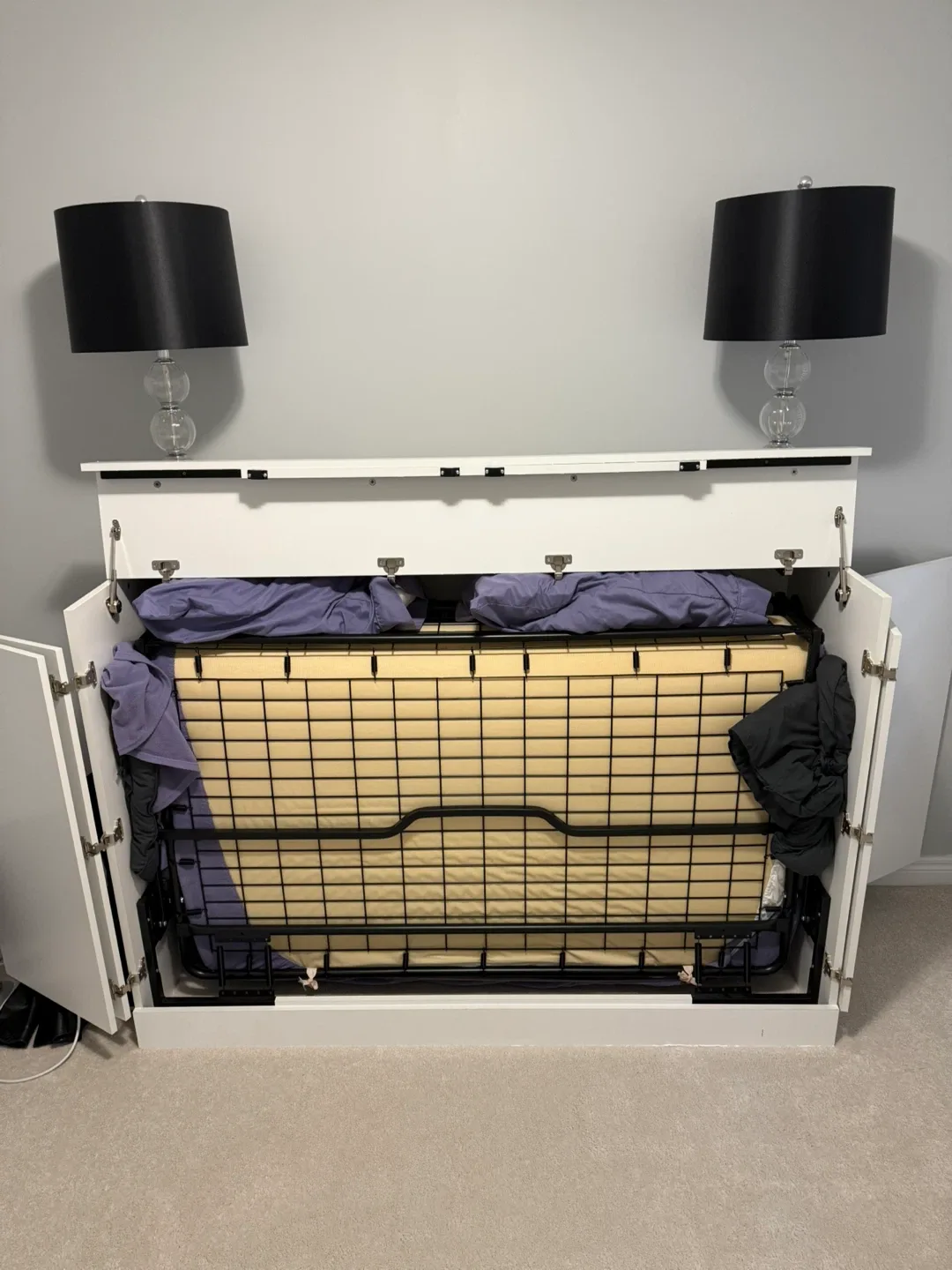 White Murphy Bed with Cabinet image indicator(3)