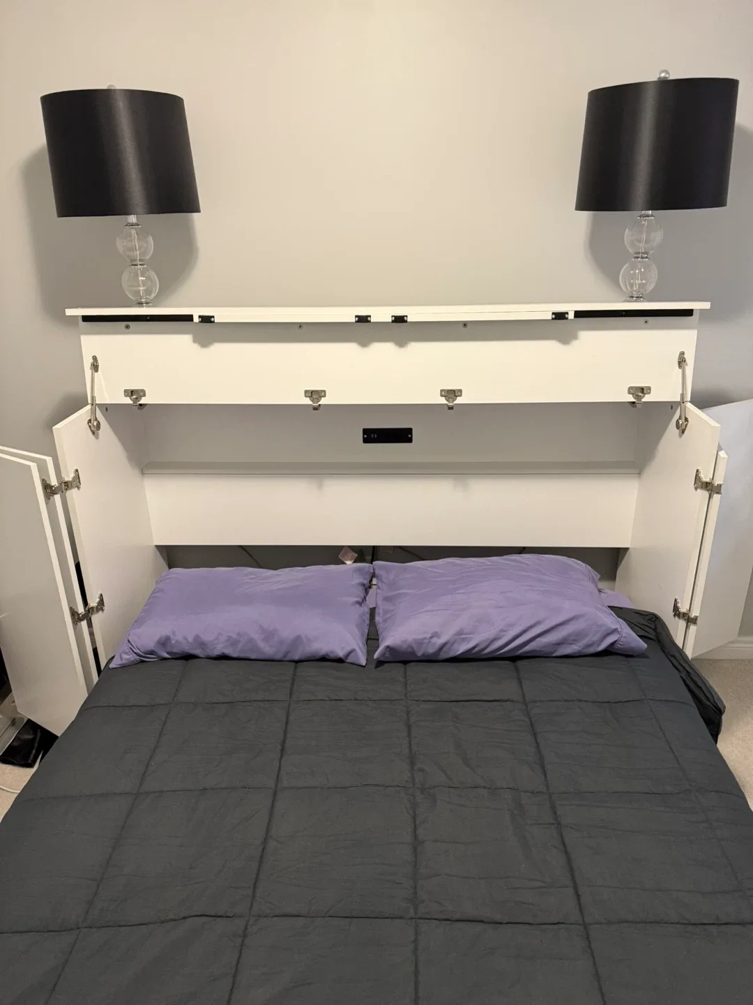 White Murphy Bed with Cabinet image indicator(4)